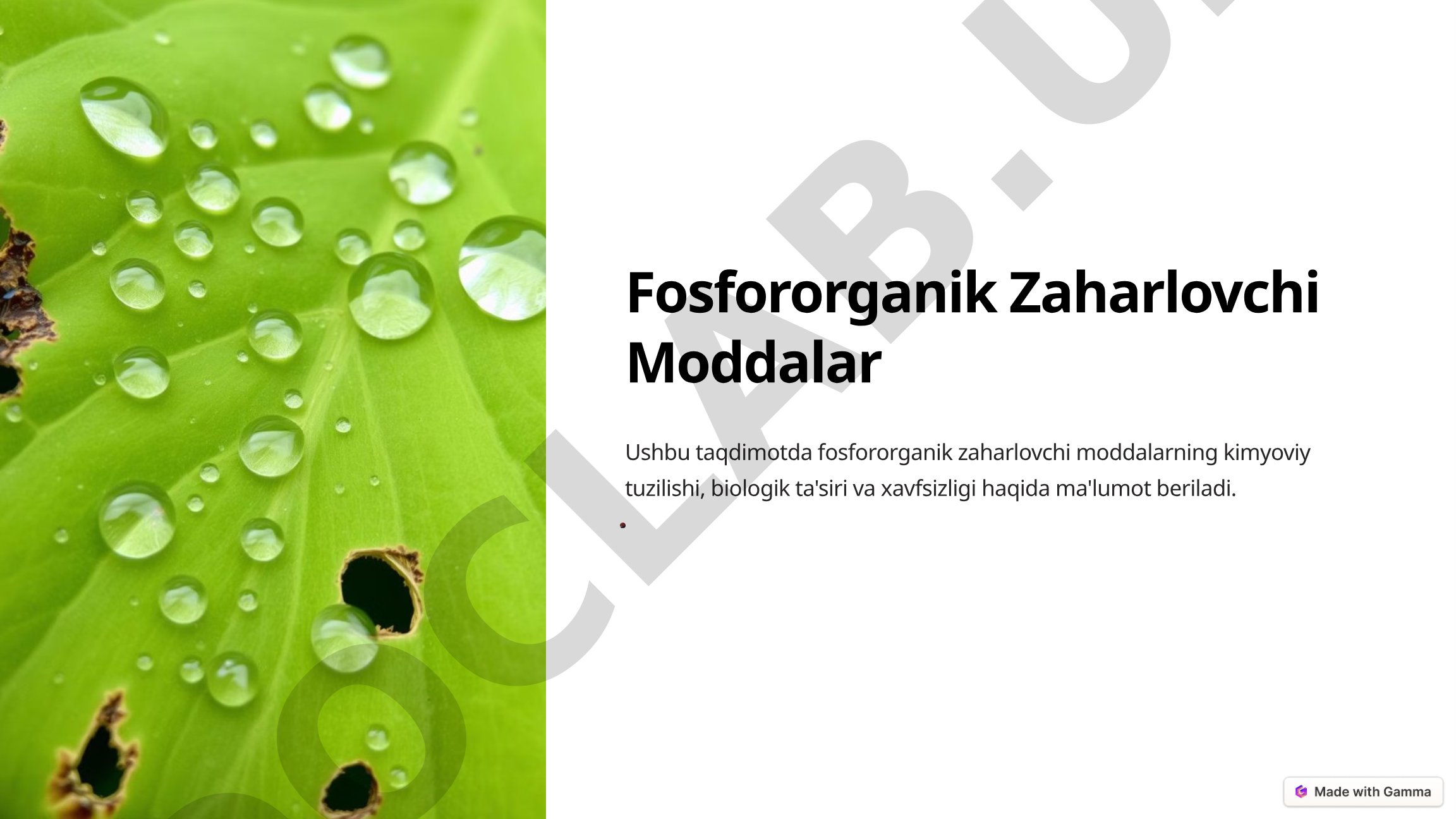 Fosfororganik zaharlovchi moddalar