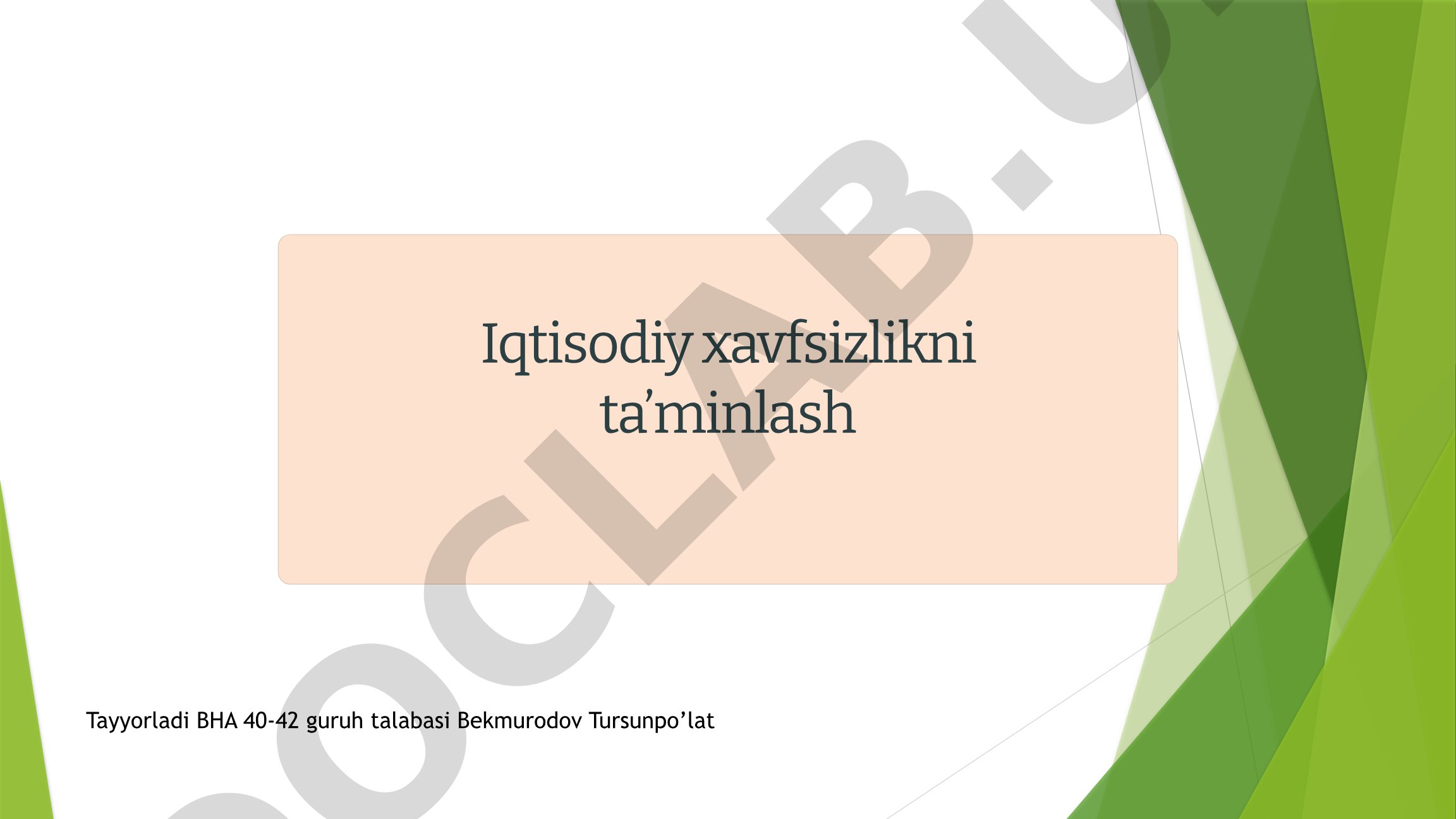 Iqtisodiy xavfsizlikni ta’minlash