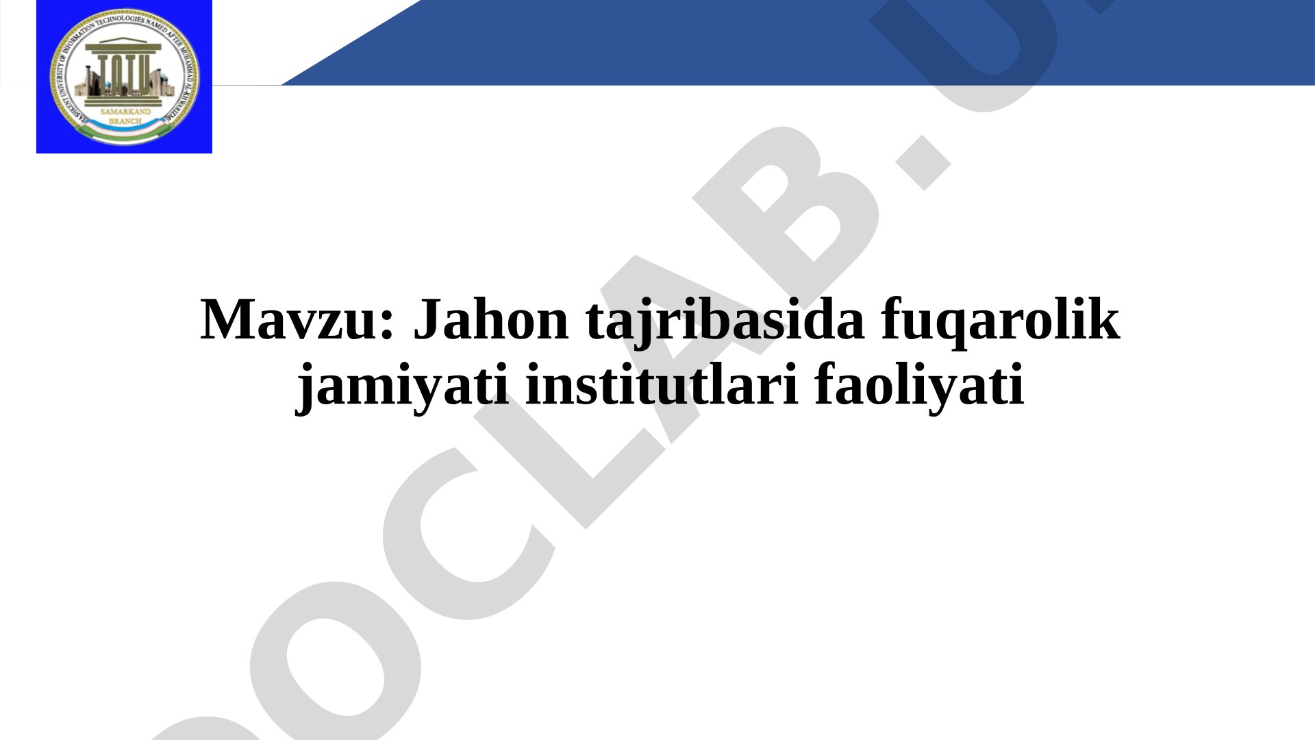 Jahon tajribasida fuqarolik jamiyati institutlari faoliyati