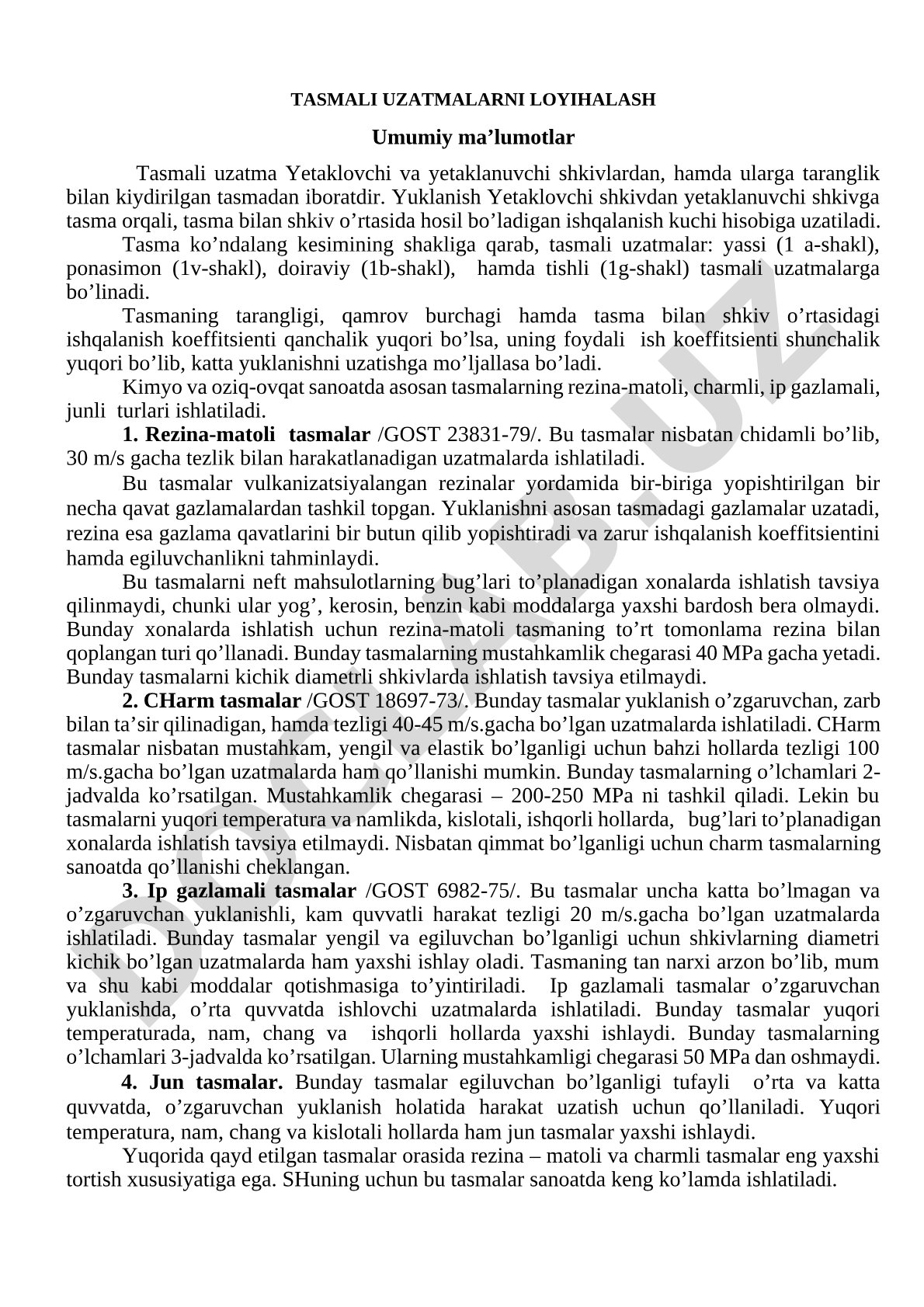 Tasmali uzatmalar turlari, ishlash prinsipi va materiallari haqida ma'lumot