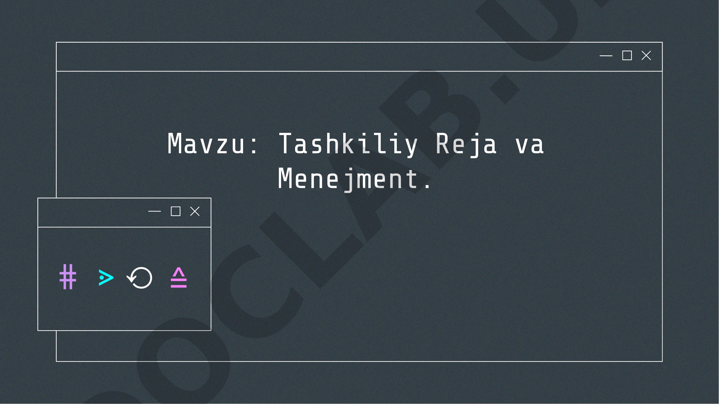 Tashkiliy Reja va Menejment