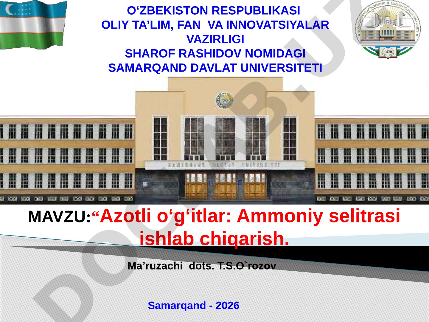 Azotli o‘g‘itlar: Ammoniy selitrasi ishlab chiqarish
