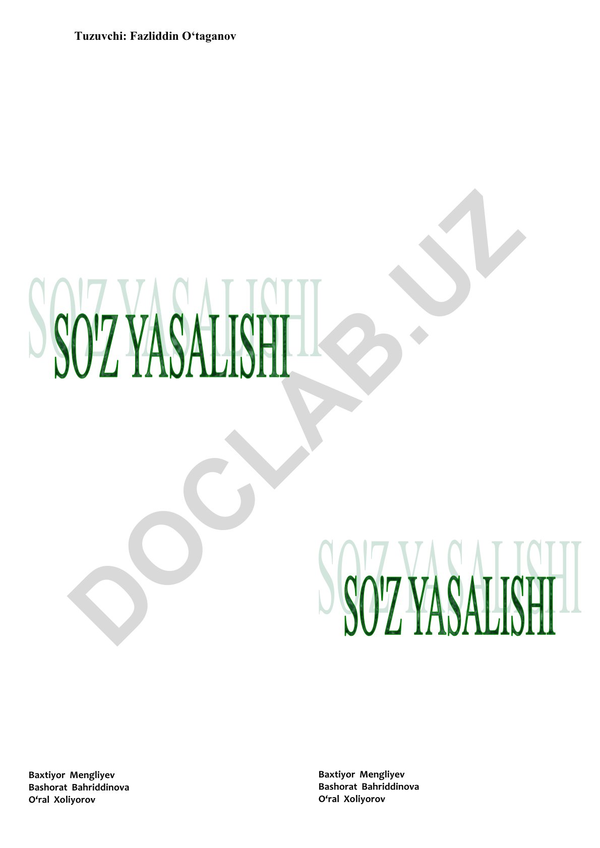 O'zbek tilida so'z yasalishi va ularning ma'nolari