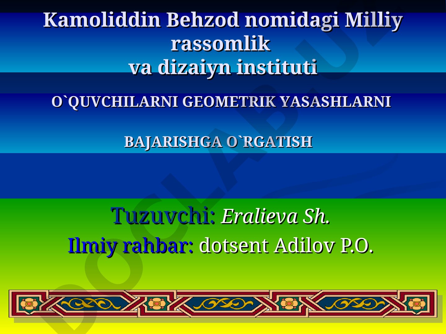 O'quvchilarni geometrik yasashlarni bajarishga o'rgatish