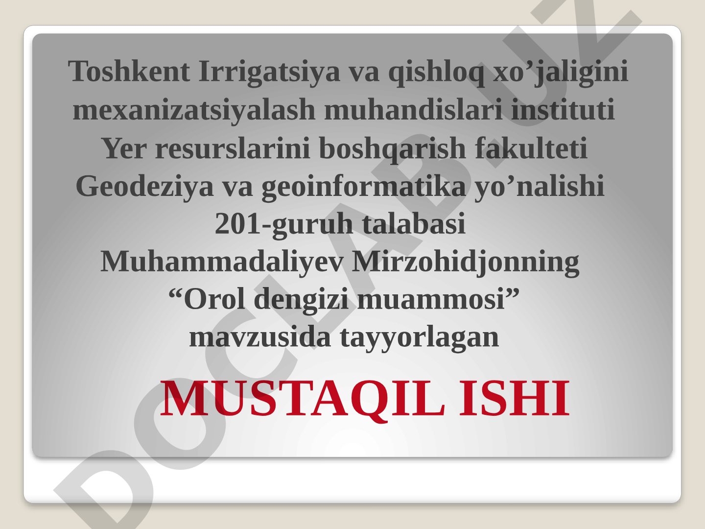 Orol dengizi muammosi