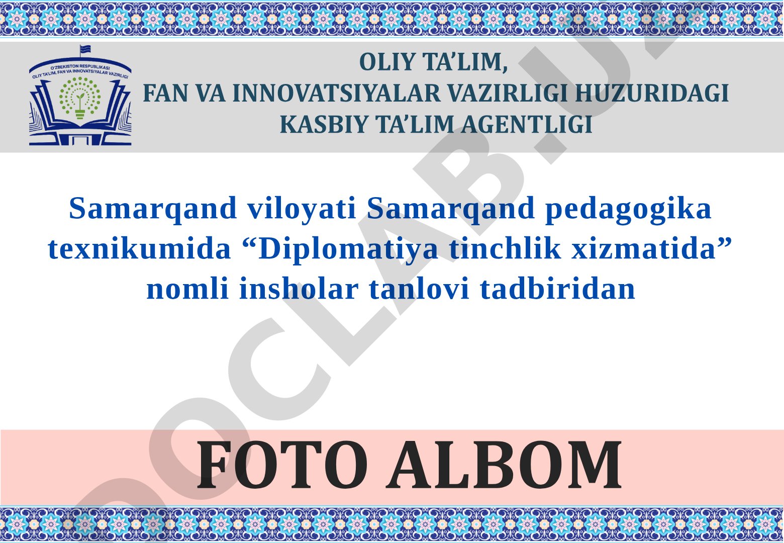 Diplomatiya tinchlik xizmatida insholar tanlovi