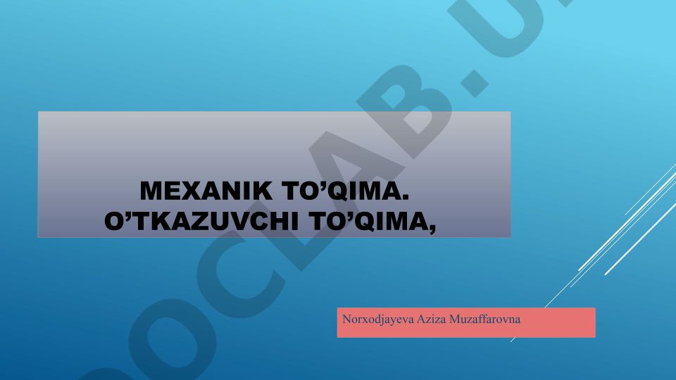 Mexanik to'qima va o'simlik anatomiyasi