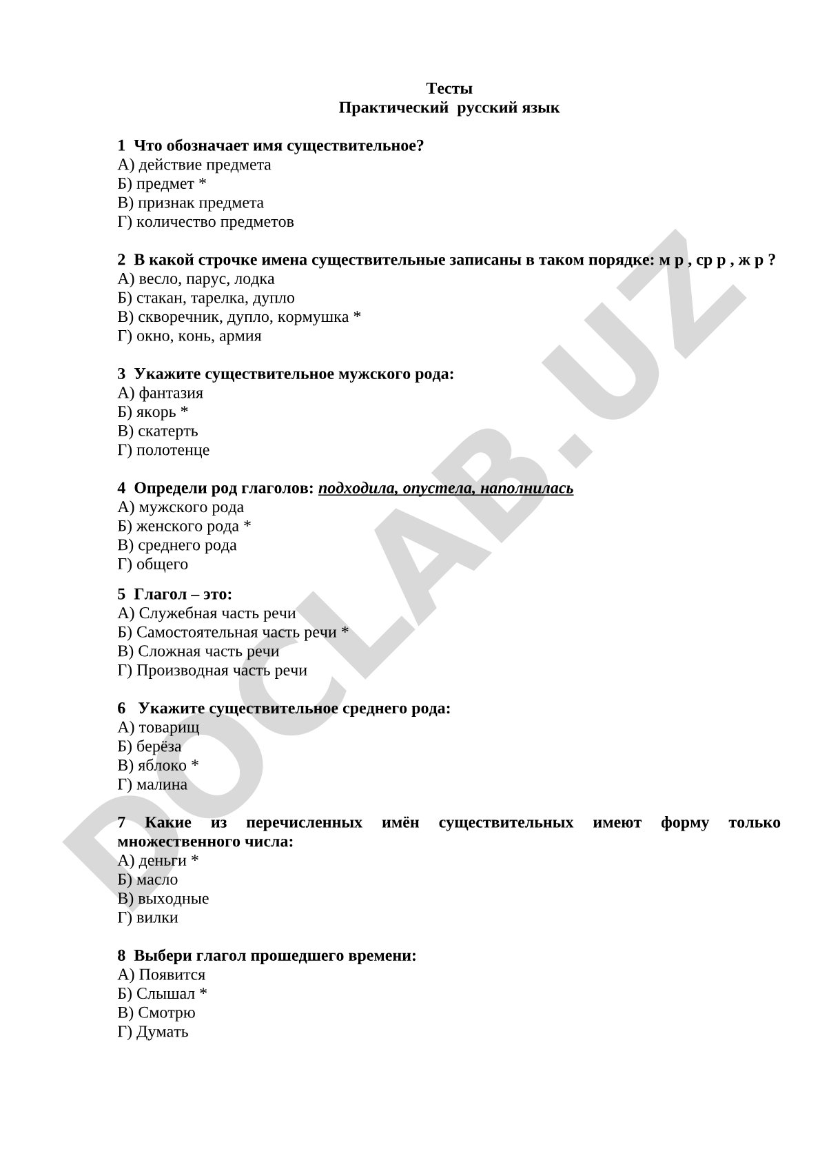 Практический русский язык: существительные и глаголы