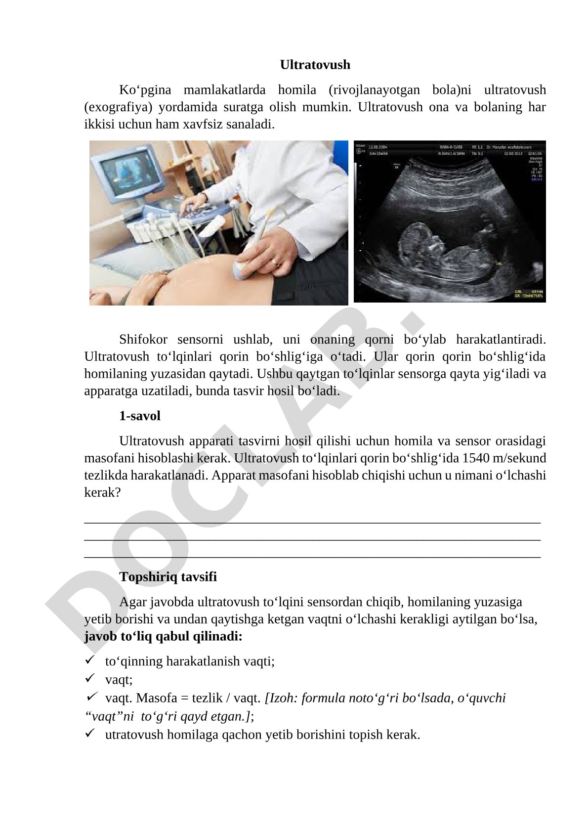 Ultratovush yordamida masofani hisoblash