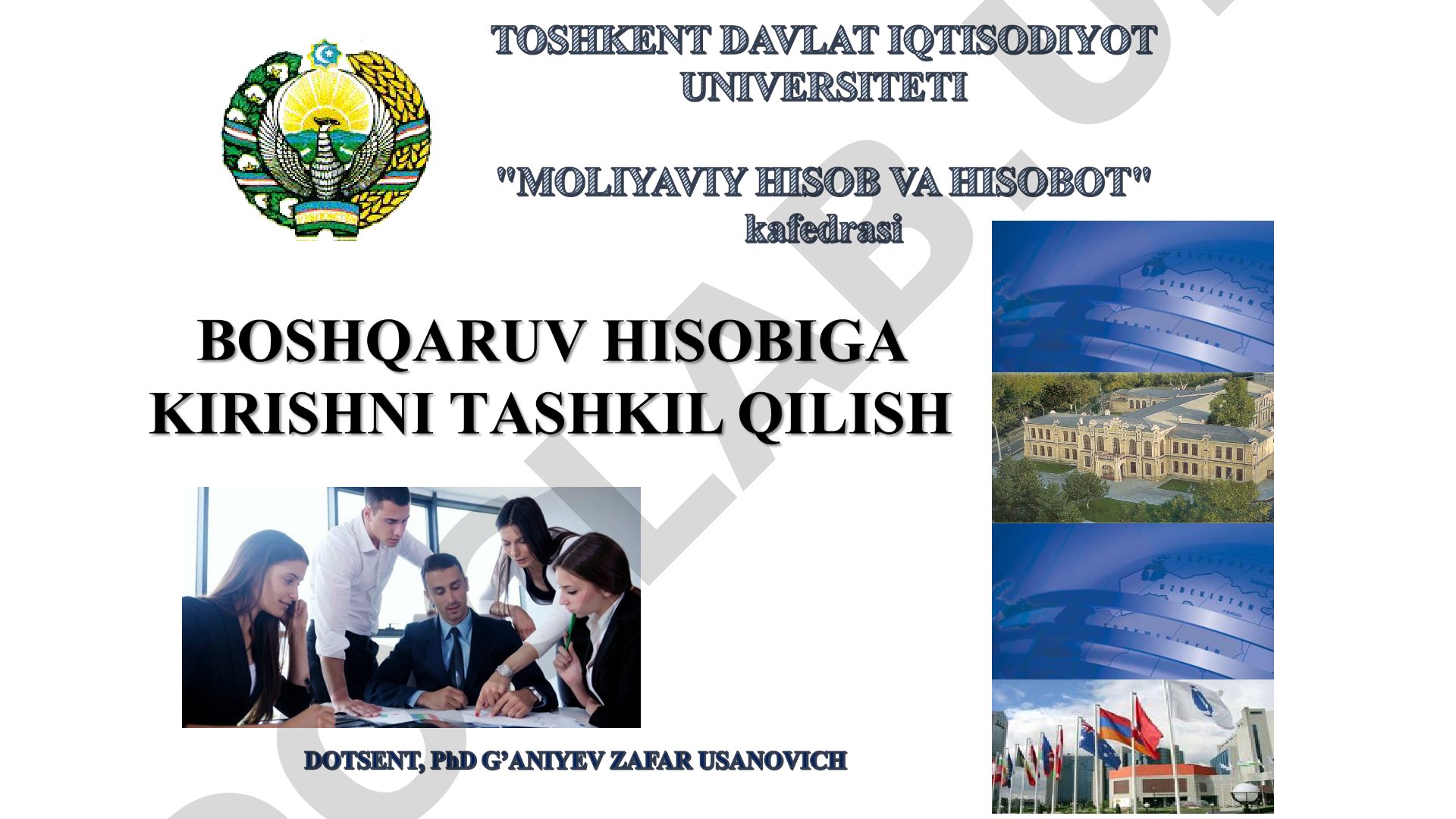 Boshqaruv hisobiga kirishni tashkil qilish