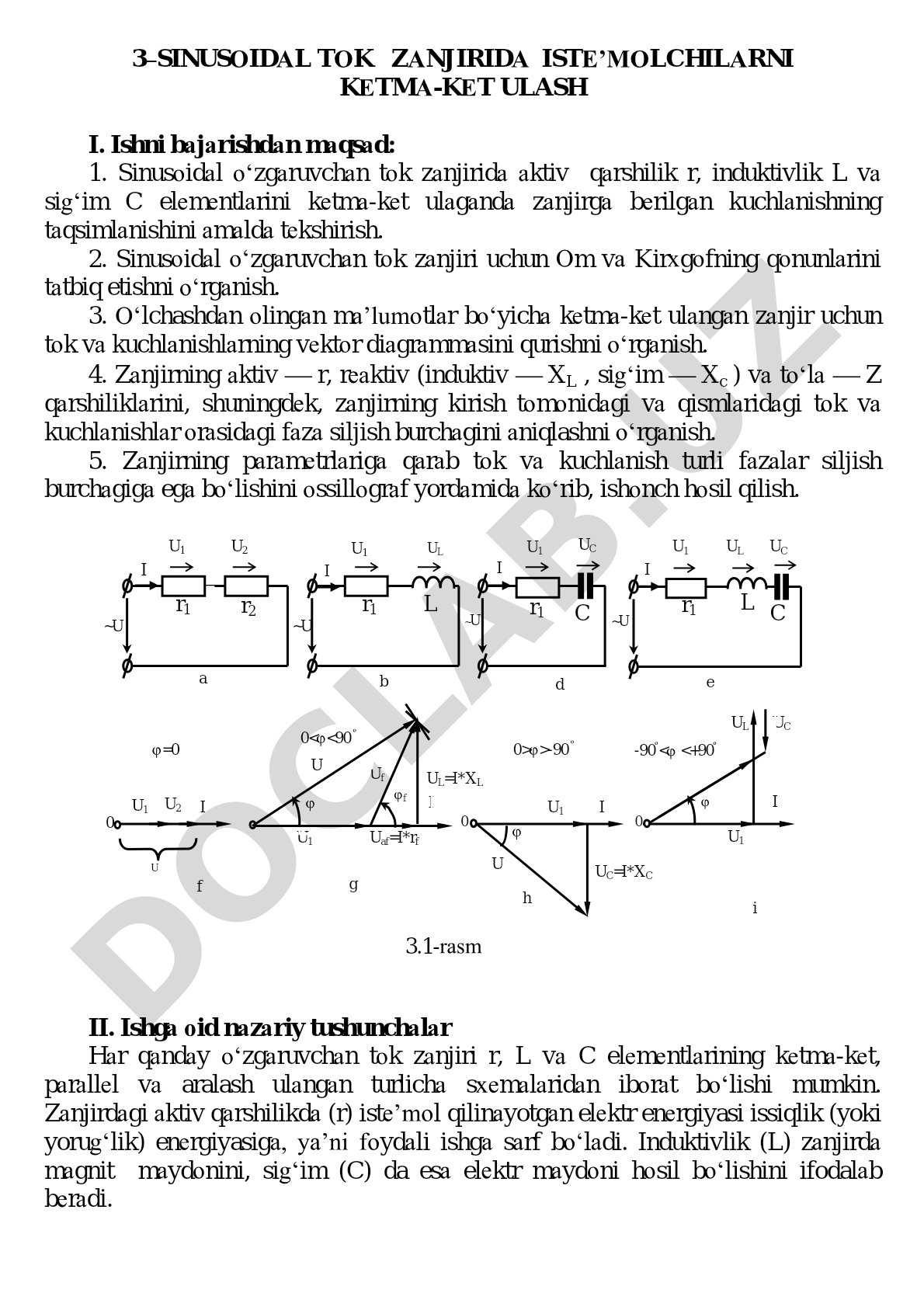 Sinusoidal tok zanjirida iste'molchilarni ketma-ket ulash