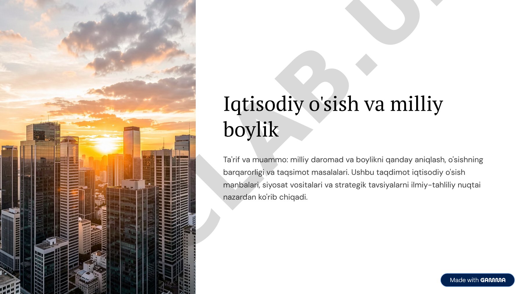 Iqtisodiy o'sish va milliy boylik