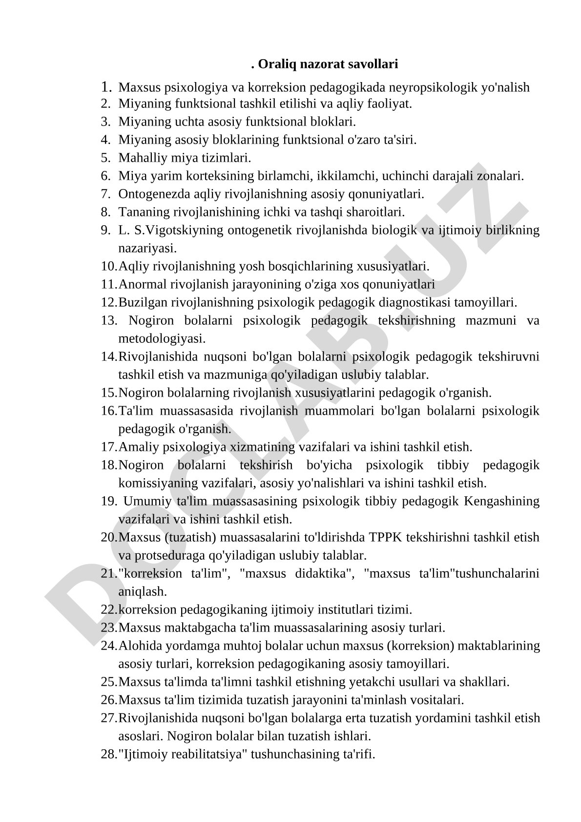 Maxsus psixologiya va korreksion pedagogikada neyropsikologik yo'nalish