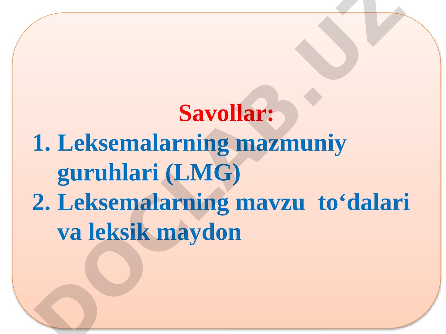 Leksemalarning mazmuniy guruhlari (LMG)