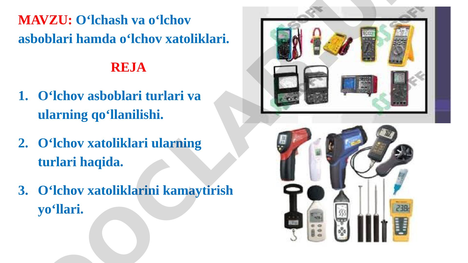 O‘lchash va o‘lchov asboblari hamda o‘lchov xatoliklari