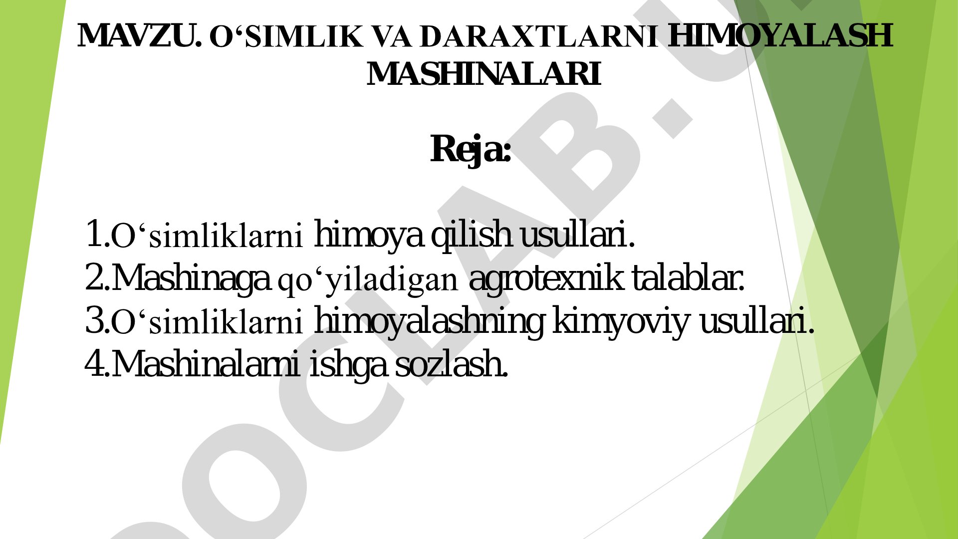 O‘simlik va daraxtlarni himoyalash mashinalari