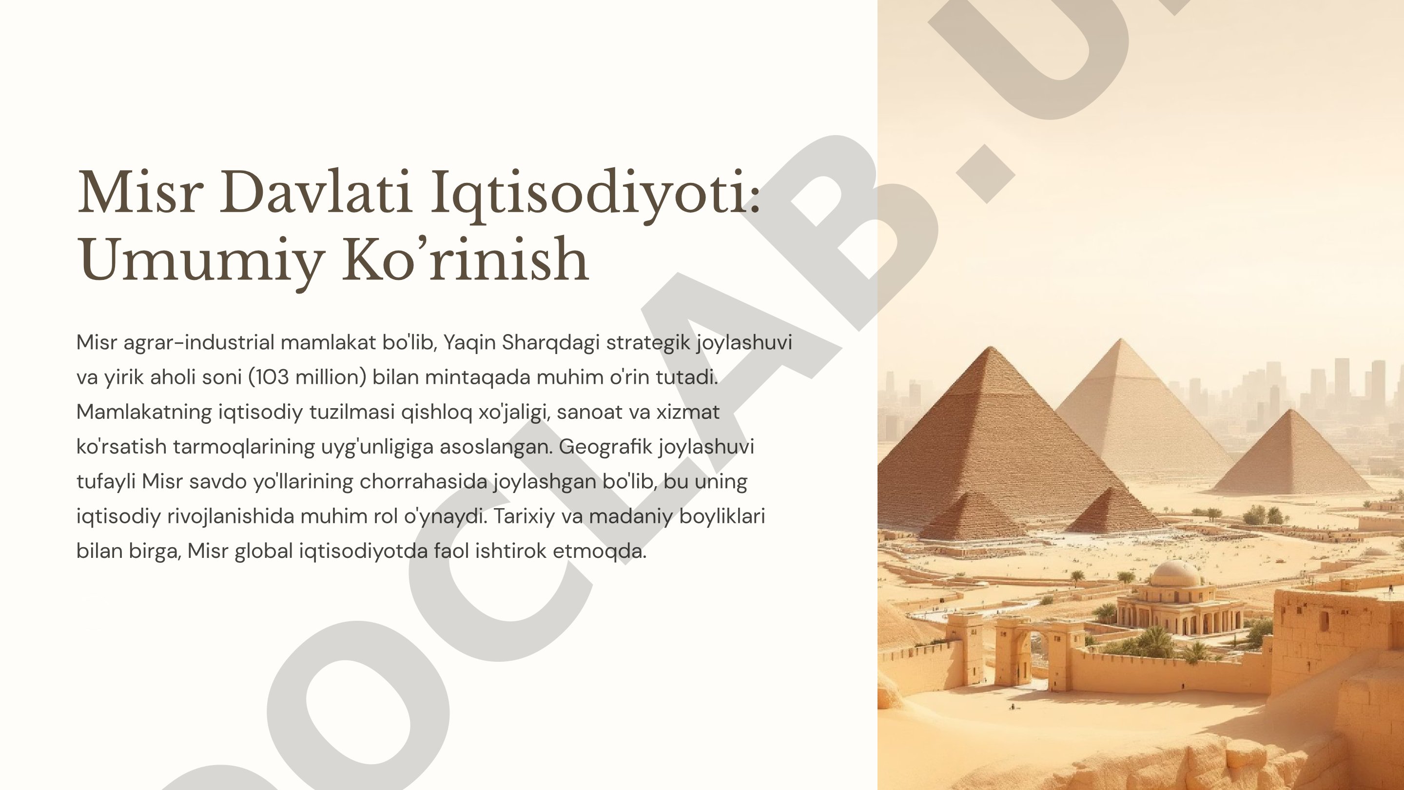 Misr Davlati Iqtisodiyoti: Umumiy Ko’rinish
