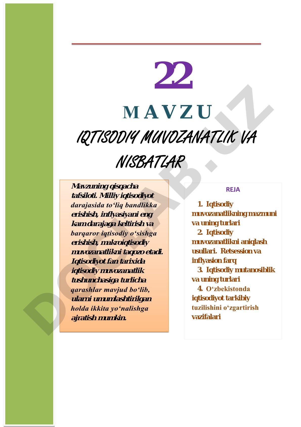Iqtisodiy muvozanatlik va nisbatlar