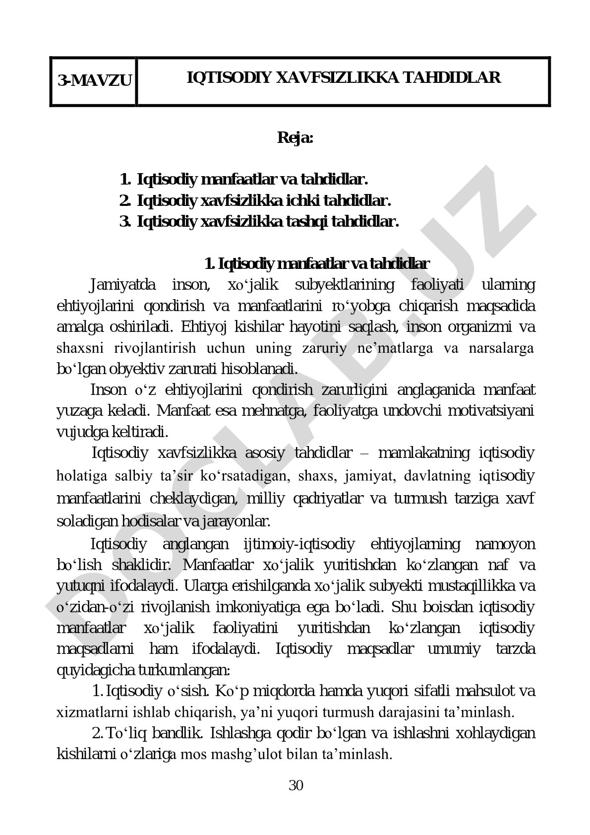 Iqtisodiy xavfsizlikka tahdidlar