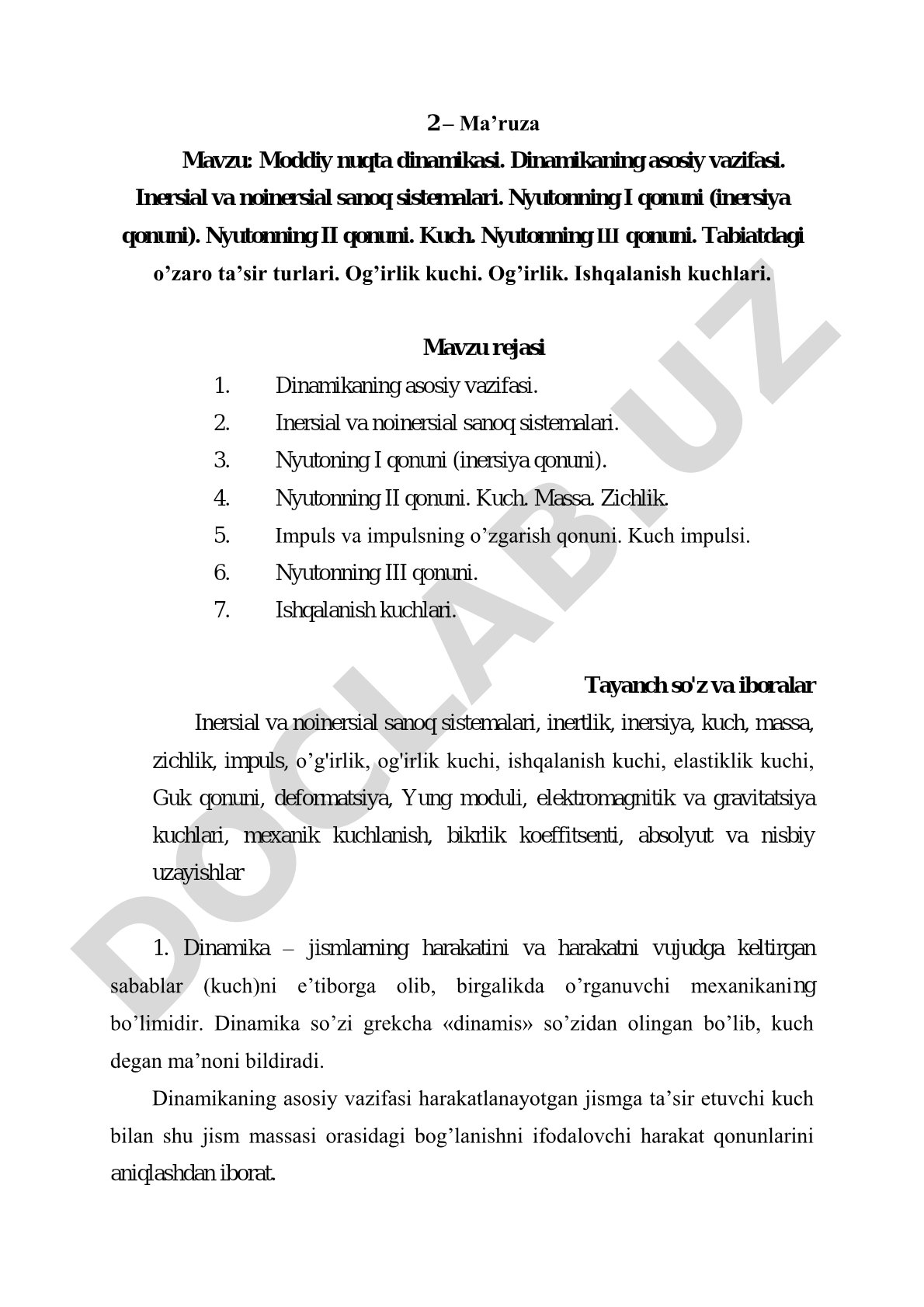 Moddiy nuqta dinamikasi