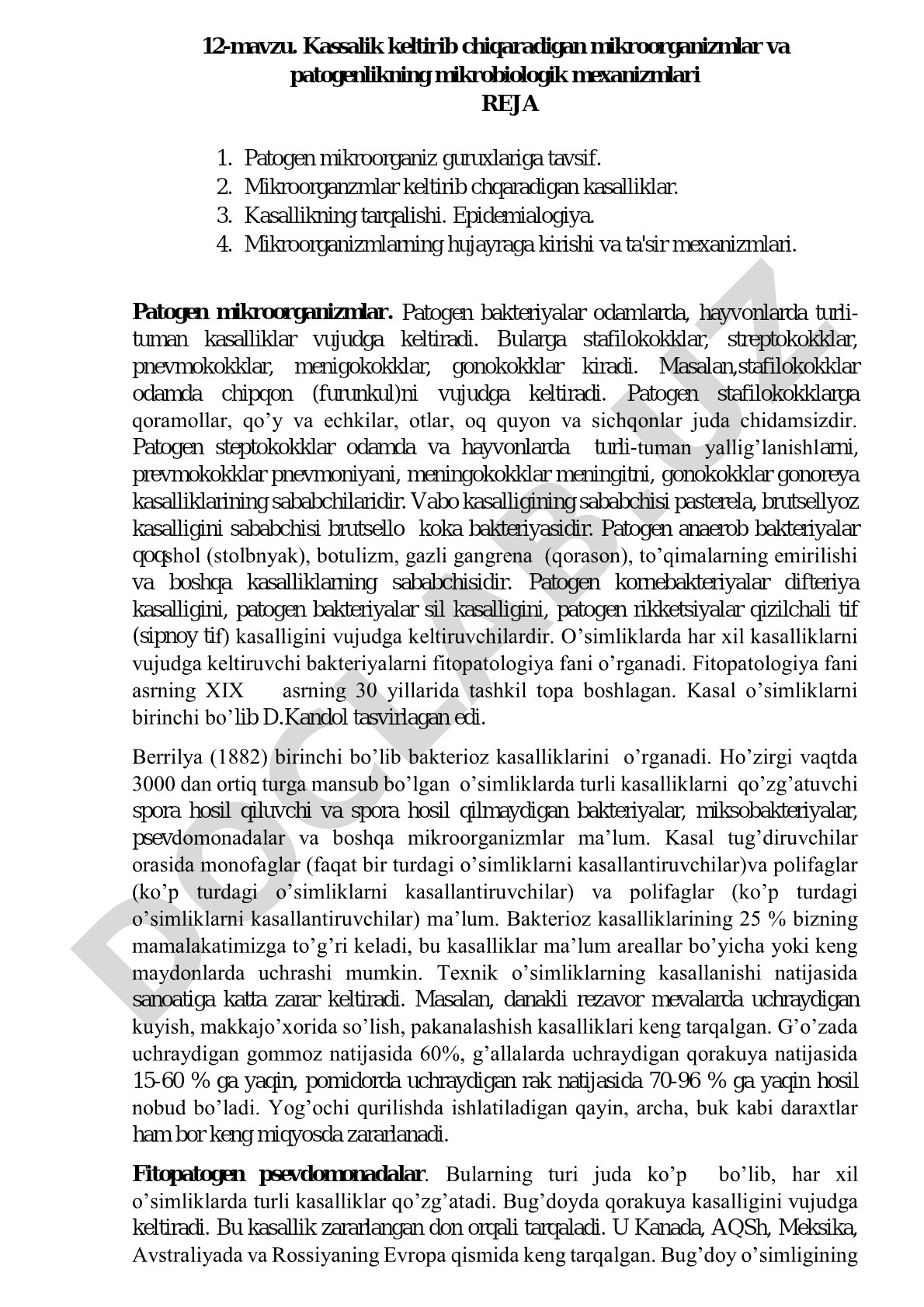 Kassalik keltirib chiqaradigan mikroorganizmlar va patogenlikning mikrobiologik mexanizmlari