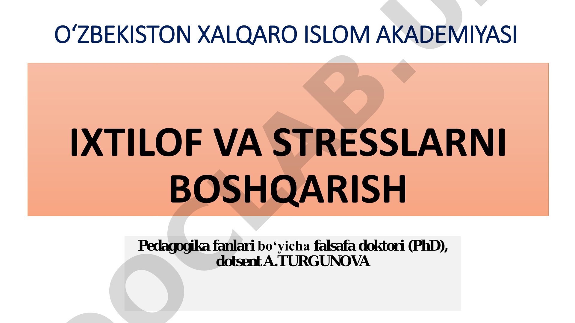 Ixtilof va stresslarni boshqarish