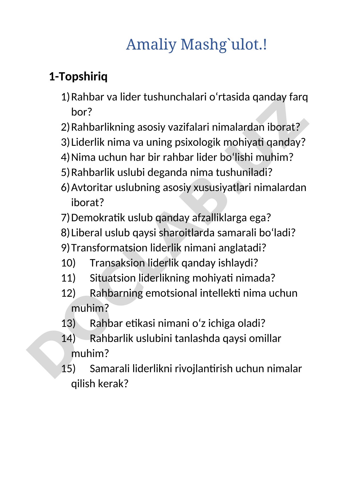 Rahbar va lider tushunchalari farqi, rahbarlik uslublari
