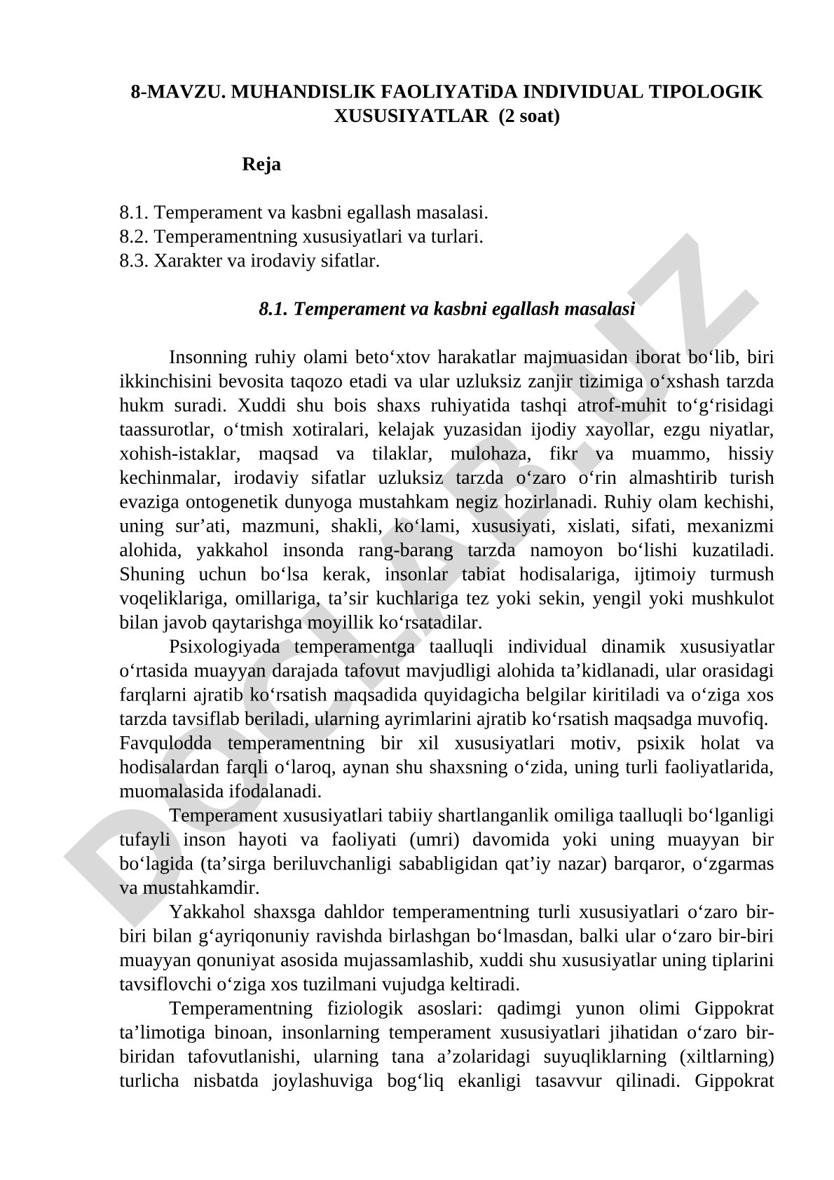 Muhandislik faoliyatida individual tipologik xususiyatlar