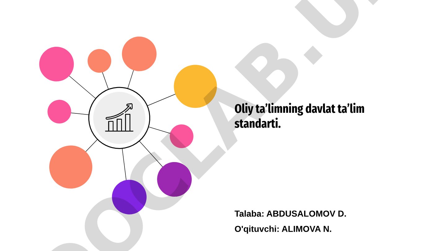 Oliy ta’limning davlat ta’lim standarti