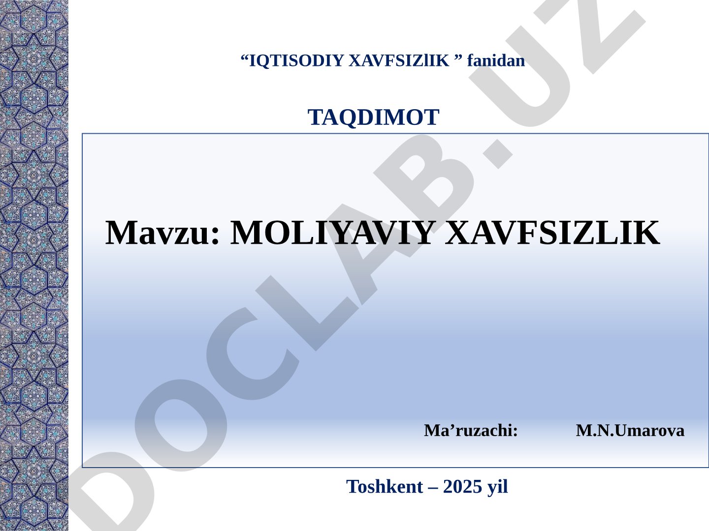 Moliyaviy xavfsizlik