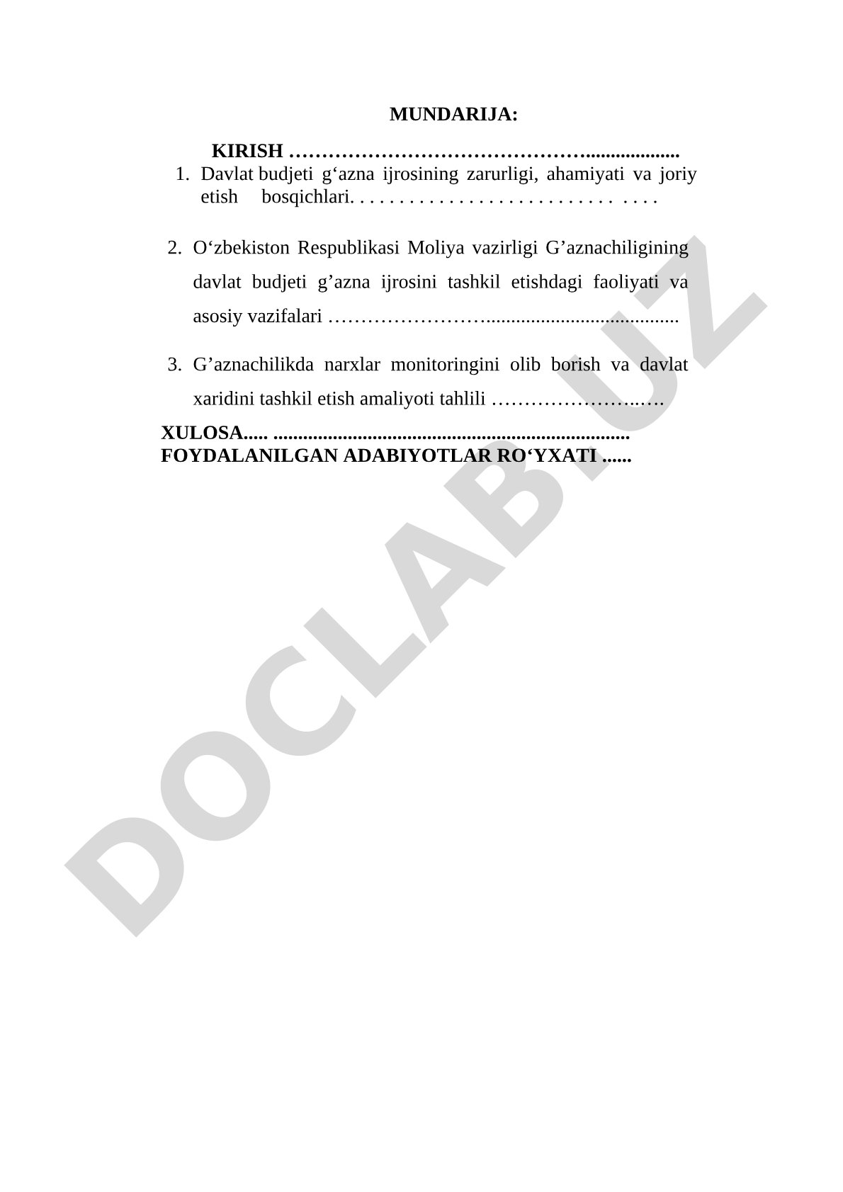 G`aznachilik tizimi sharoitida tender savdosining tashkil etilishi