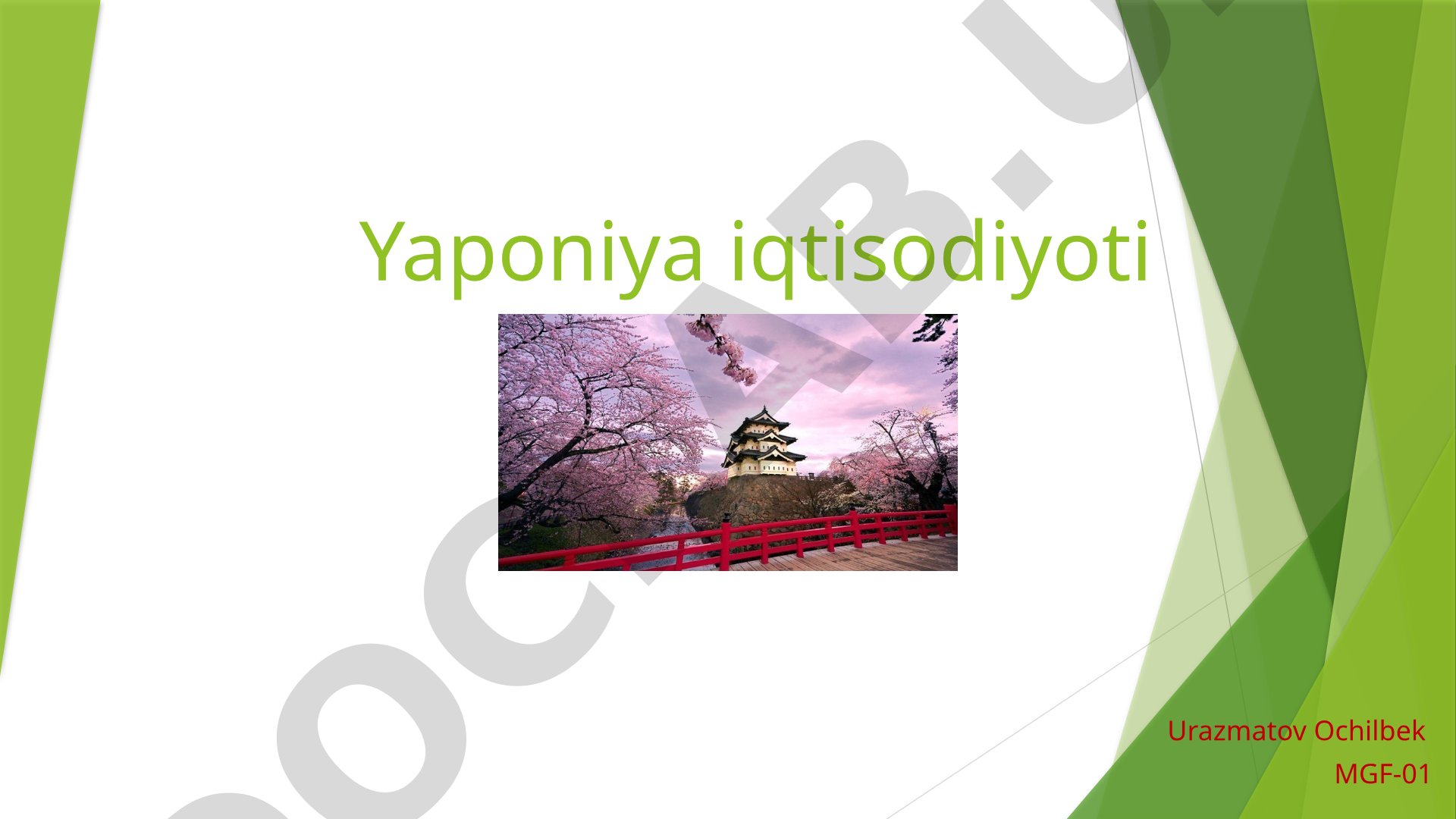 Yaponiya iqtisodiyoti haqida umumiy ma'lumot, YaIM, tashqi savdo va iqtisodiy xavfsizlik