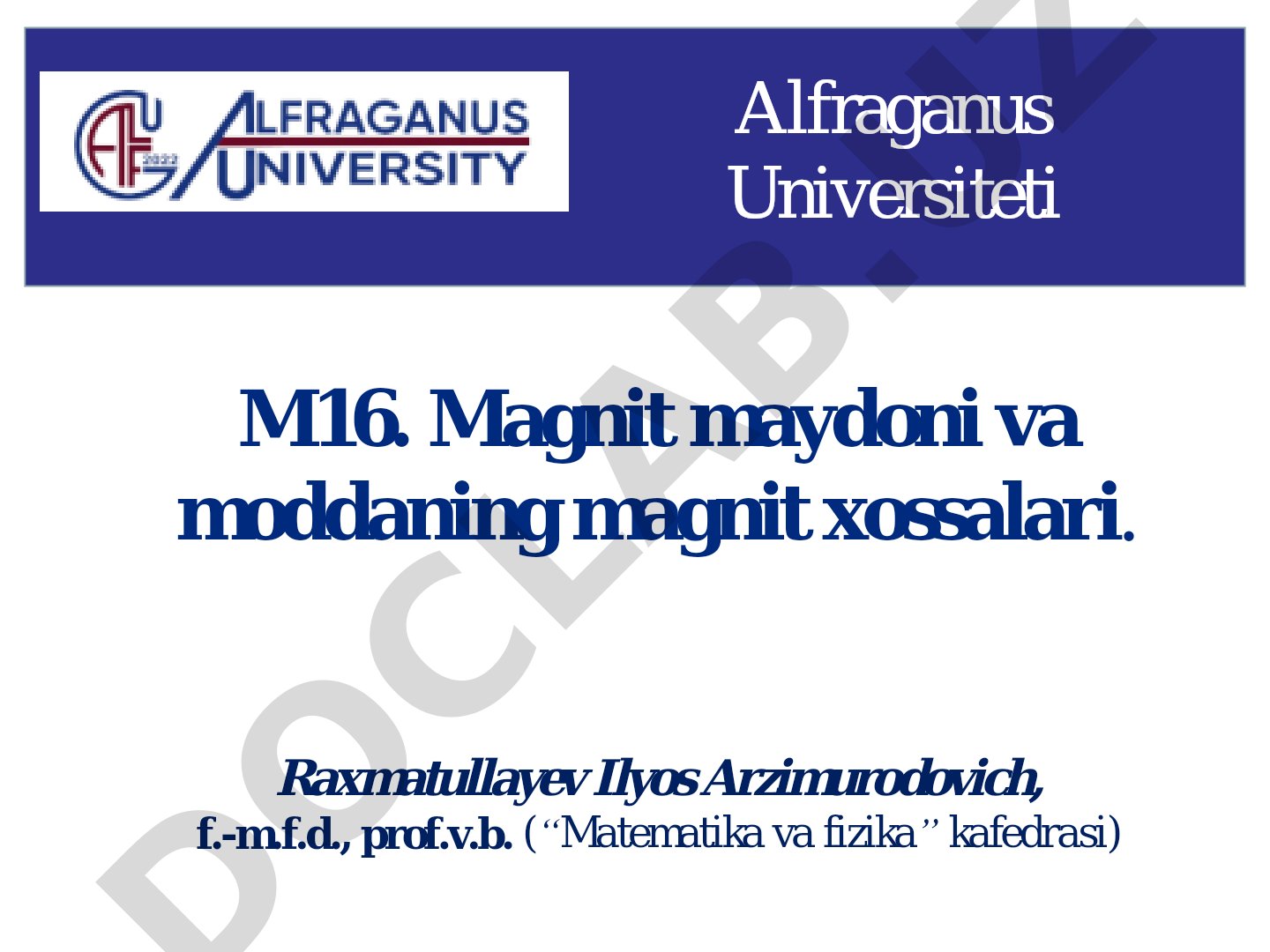 Magnit maydoni va moddaning magnit xossalari