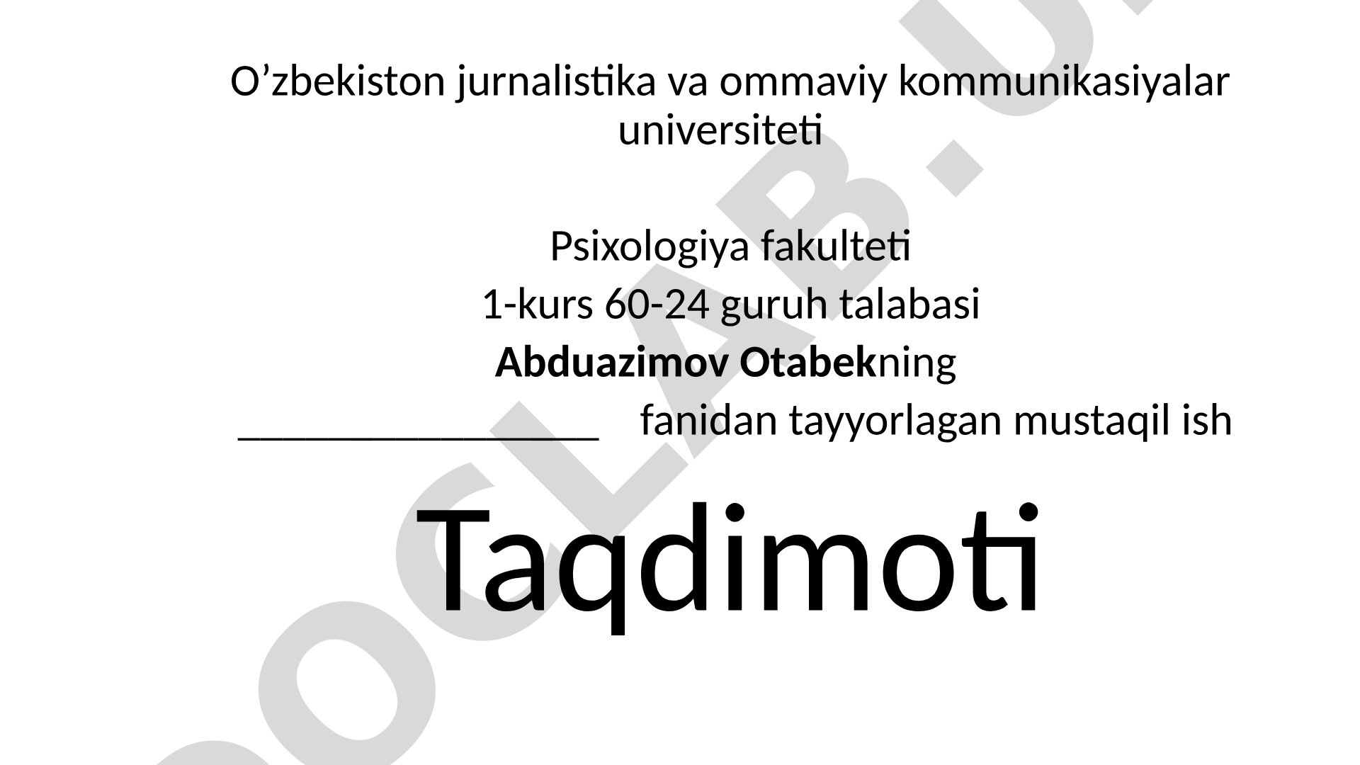 Huquq sohasida psixologik diagnostika ishlari