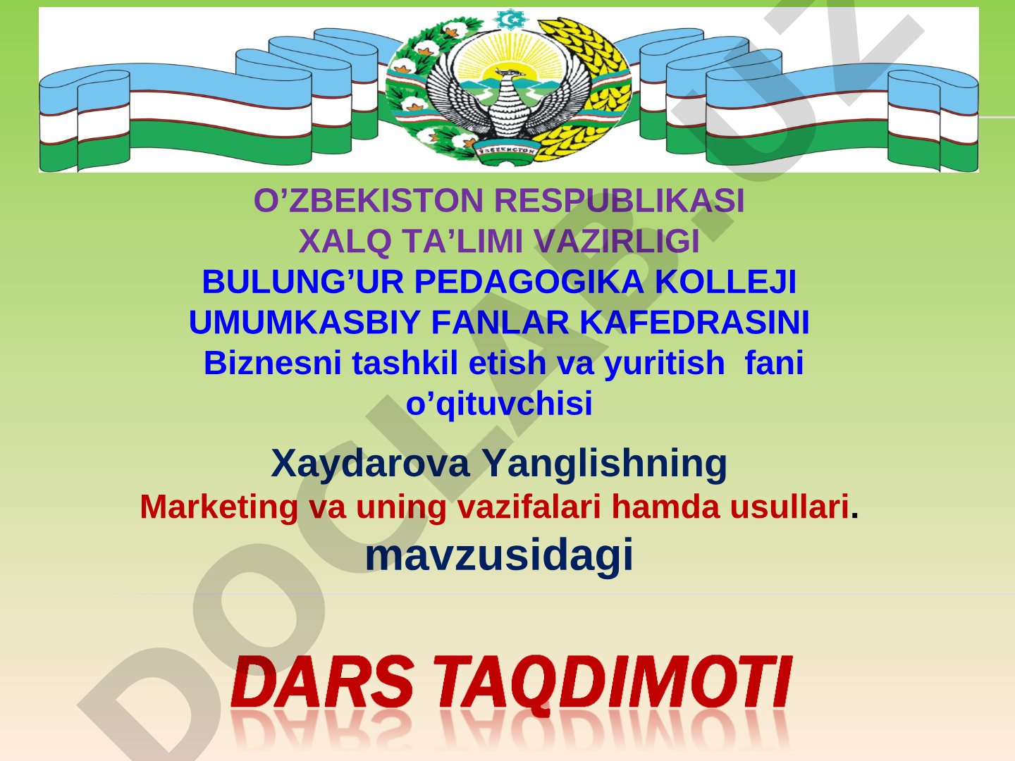 Marketing va uning vazifalari hamda usullari