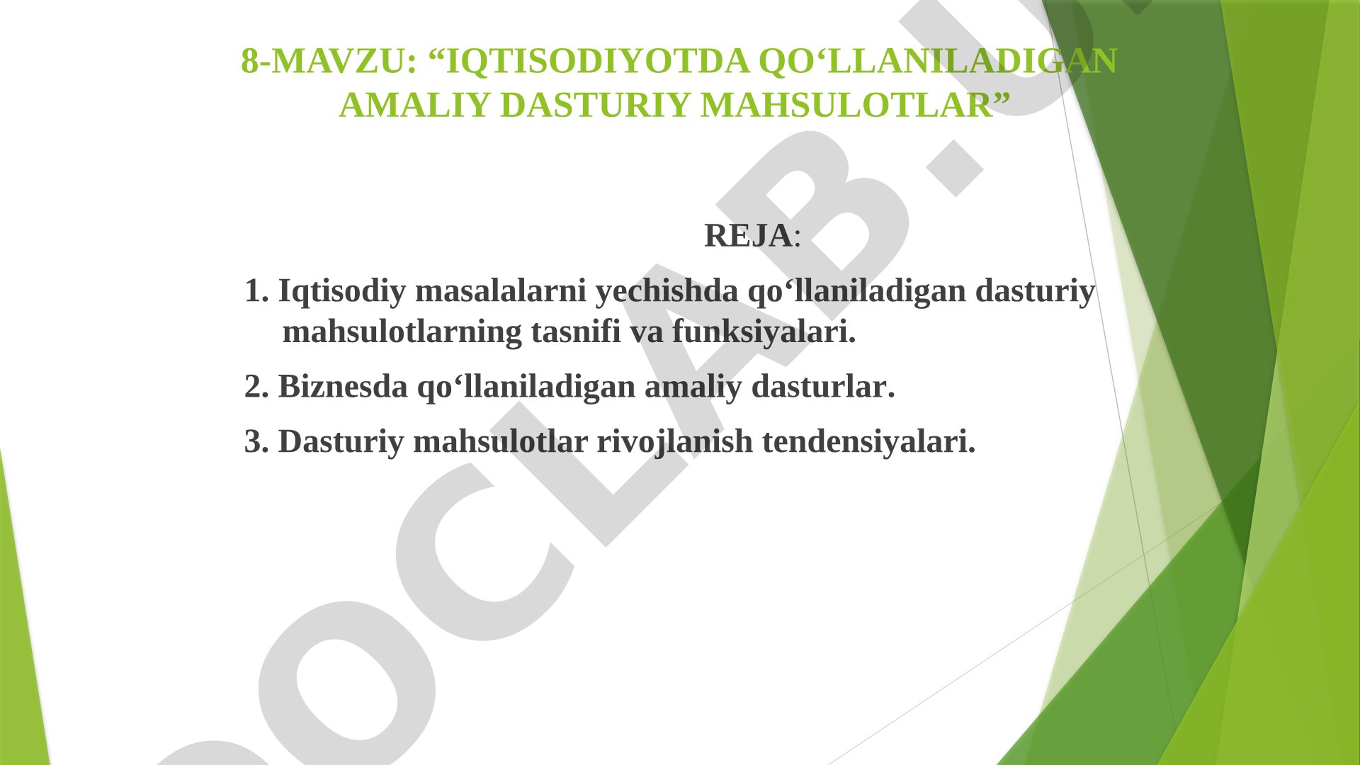 Iqtisodiyotda qo'llaniladigan amaliy dasturiy mahsulotlar