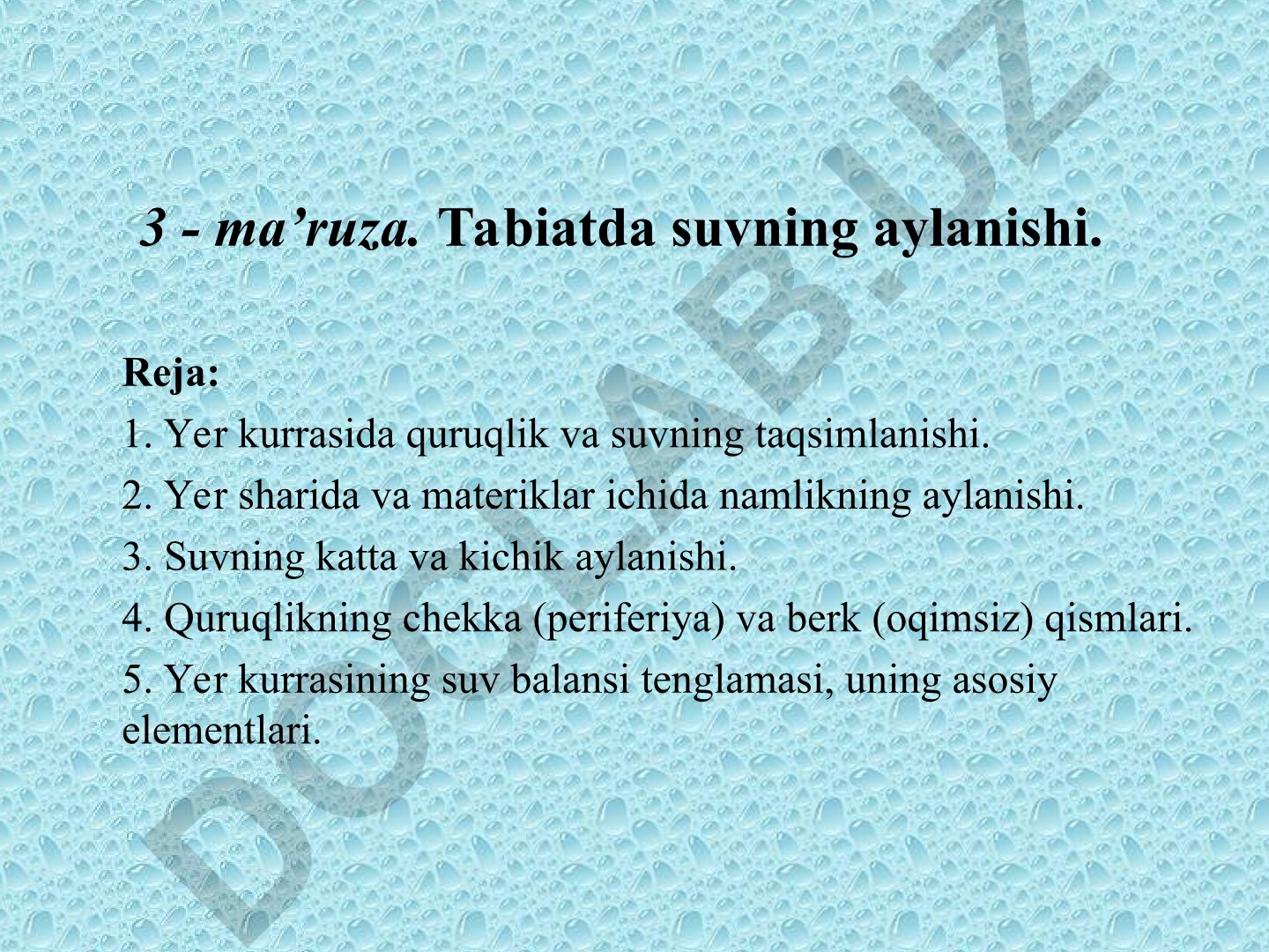 Tabiatda suvning aylanishi