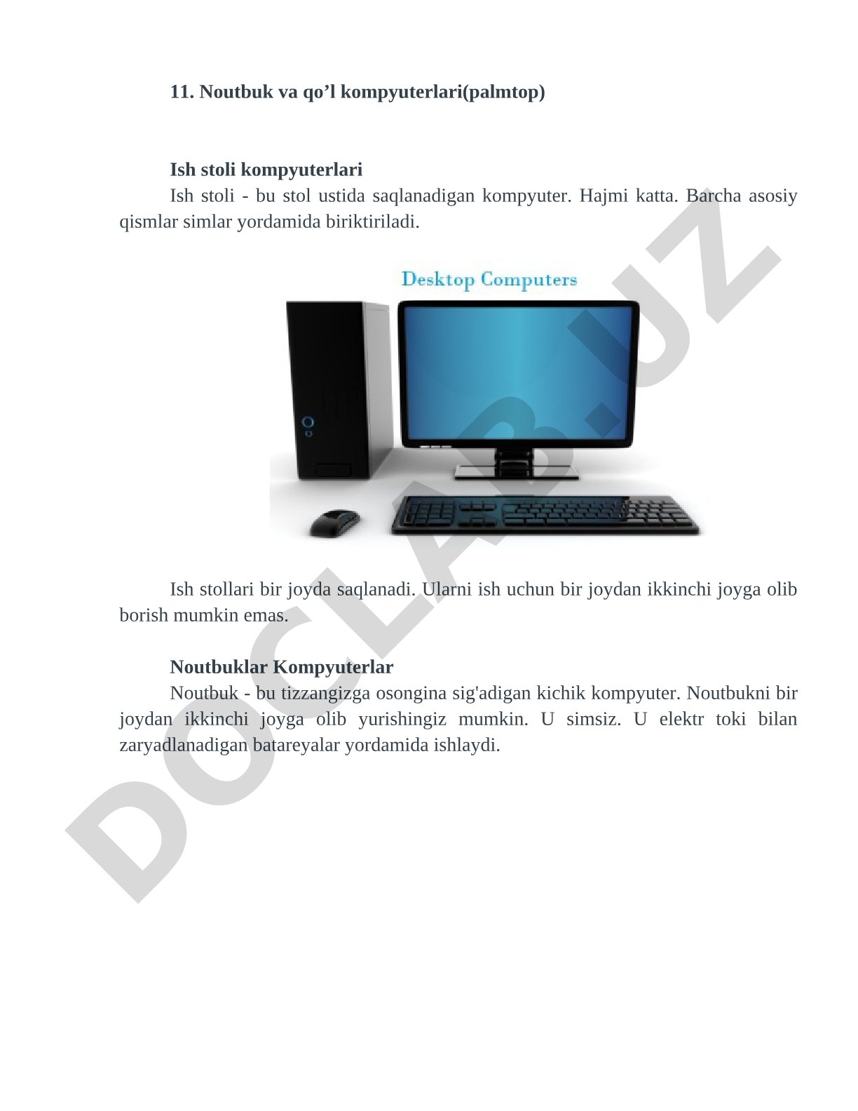 Ish stoli, noutbuk va palmtop kompyuterlari