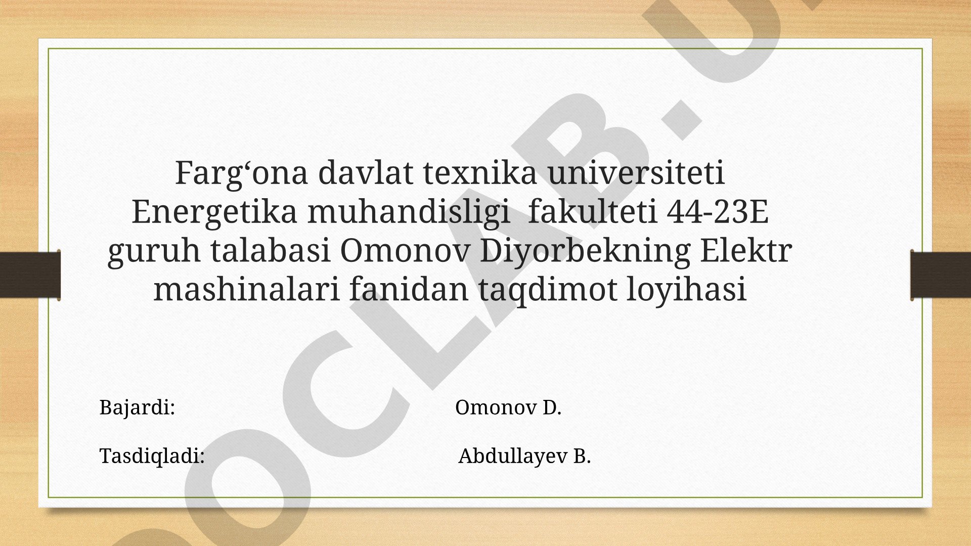 Elektr mashinalarining mexanik va elektr yo`qotishlari