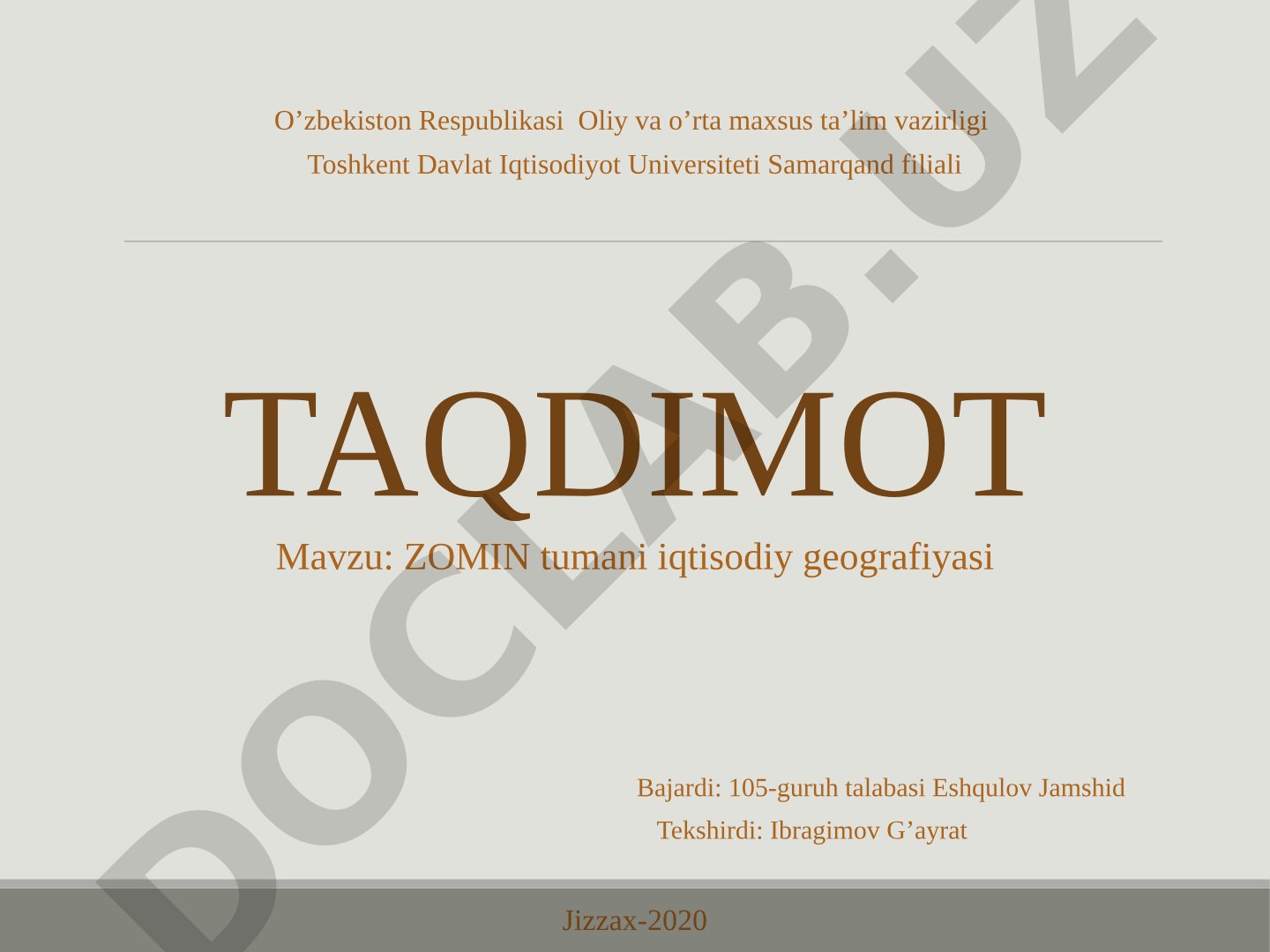 Zomin tumani iqtisodiy geografiyasi