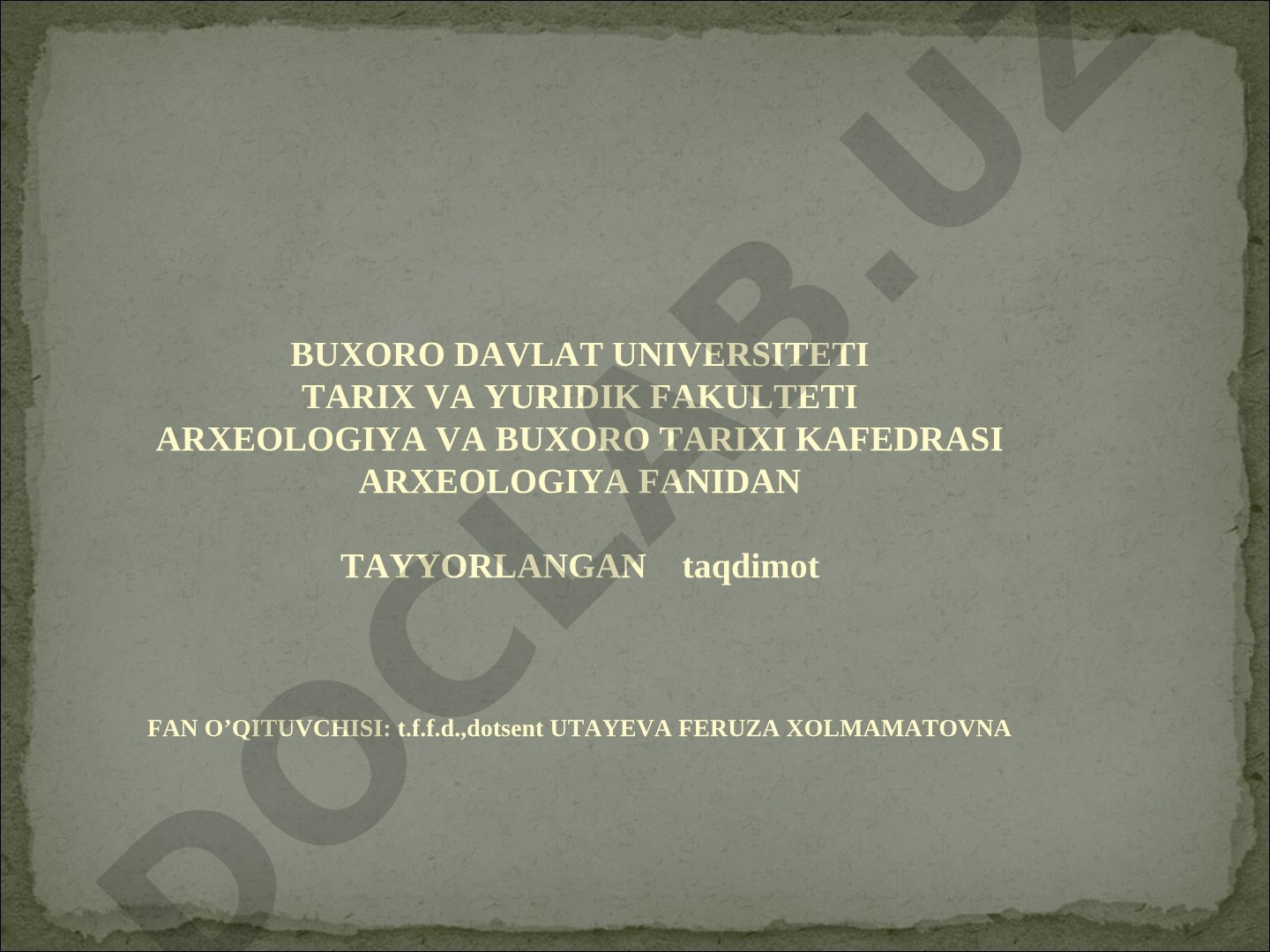 Insoniyatning paydo bo’lishi va qadimiy gominidlar