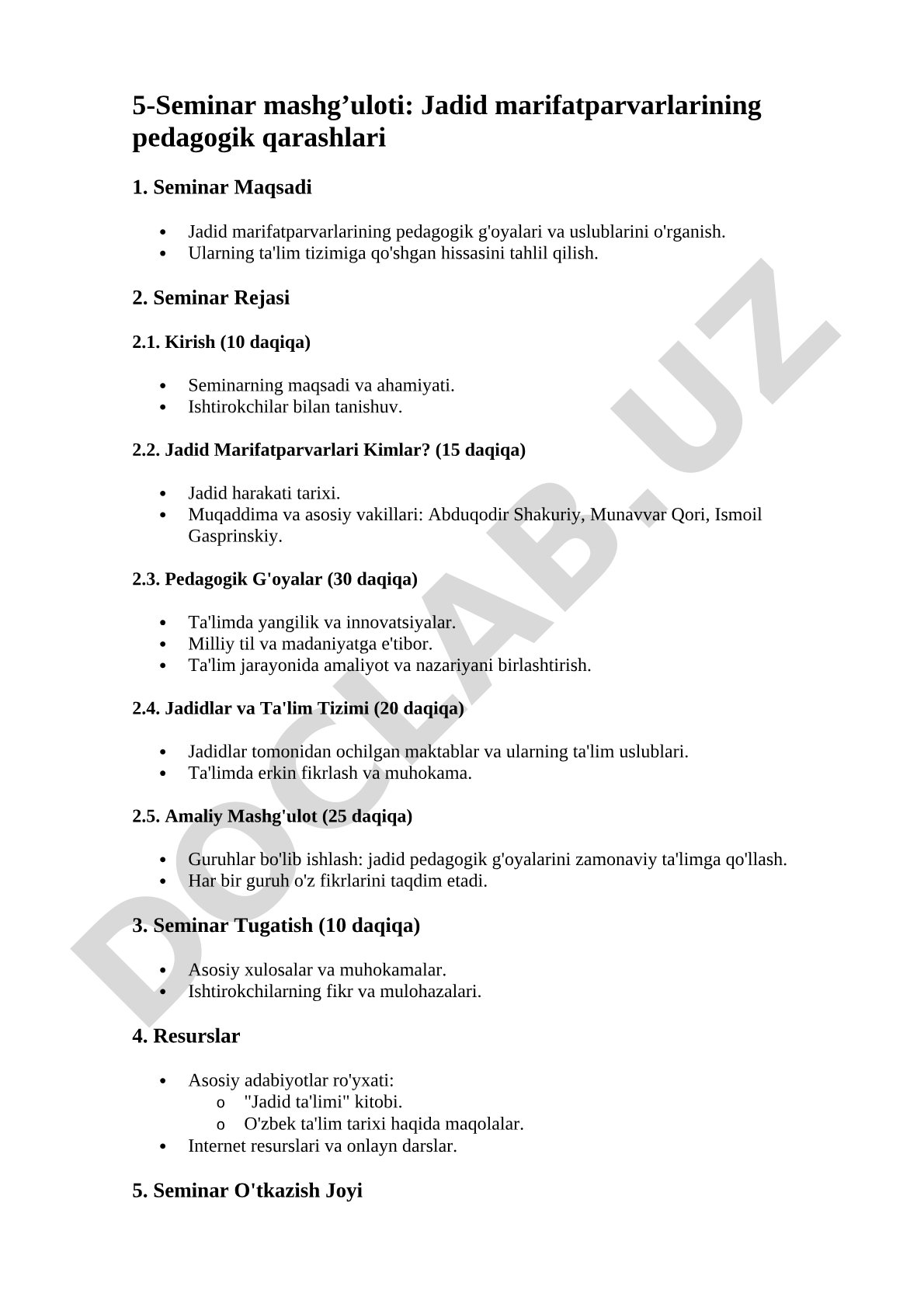 Jadid marifatparvarlarining pedagogik qarashlari