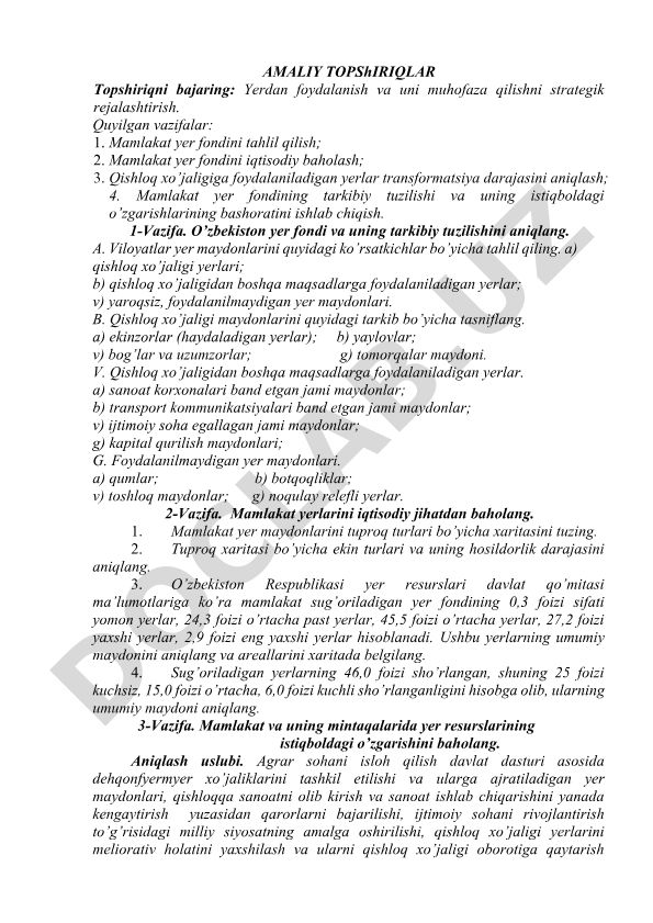 Yerdan foydalanish va uni muhofaza qilishni strategik rejalashtirish
