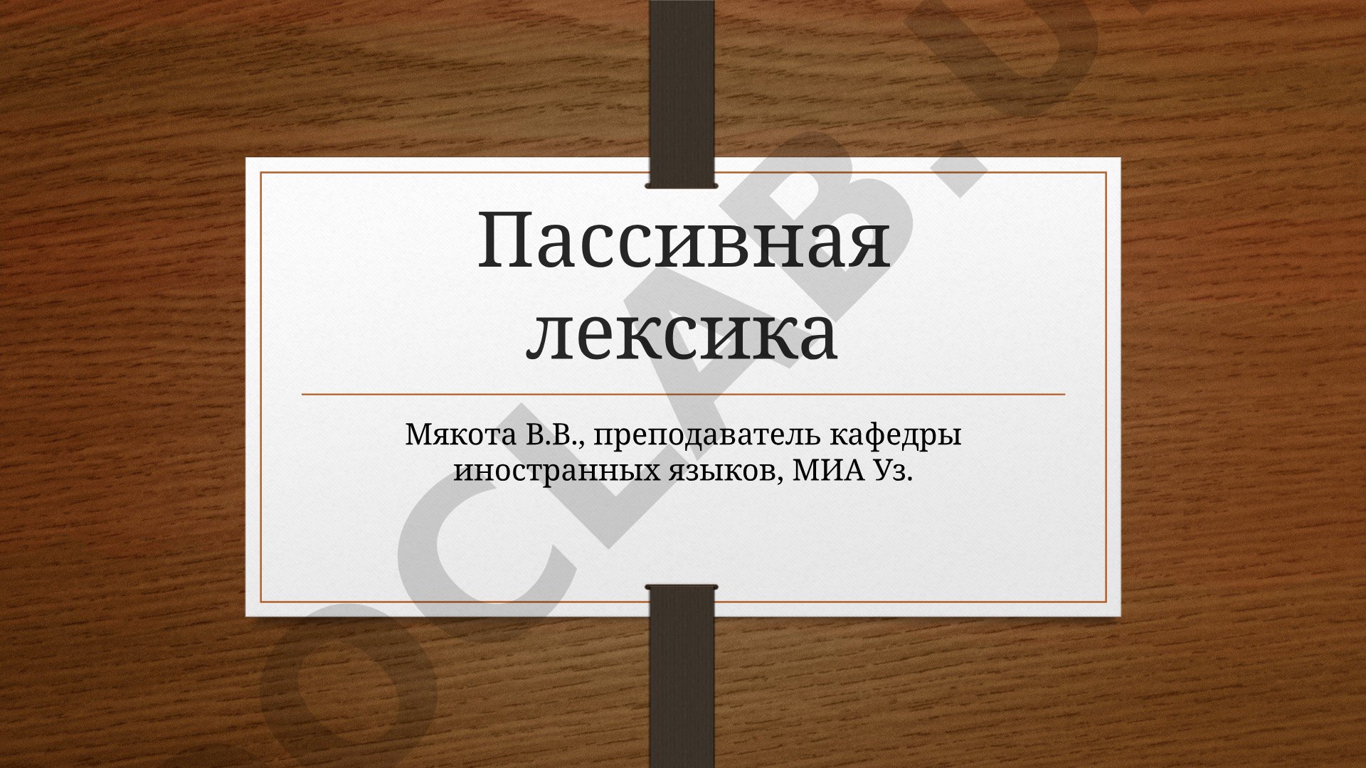 Пассивная лексика: историзмы и архаизмы