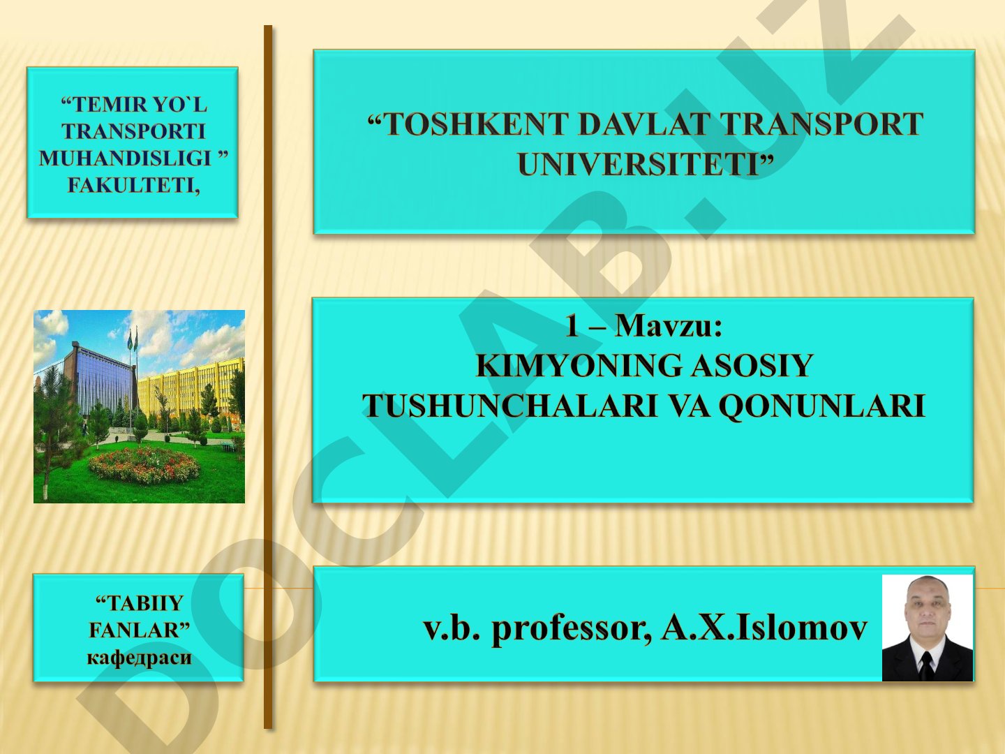 Kimyo fani va uning asosiy qonunlari