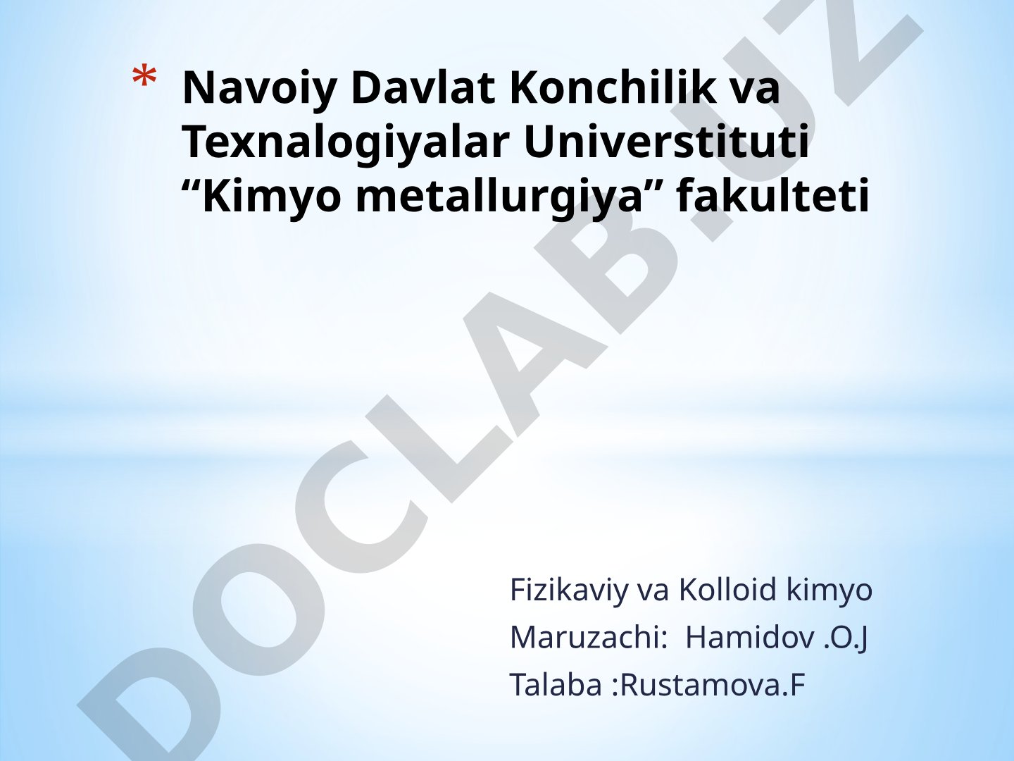Fizikaviy va kolloid kimyoda entalpiya va termodinamika