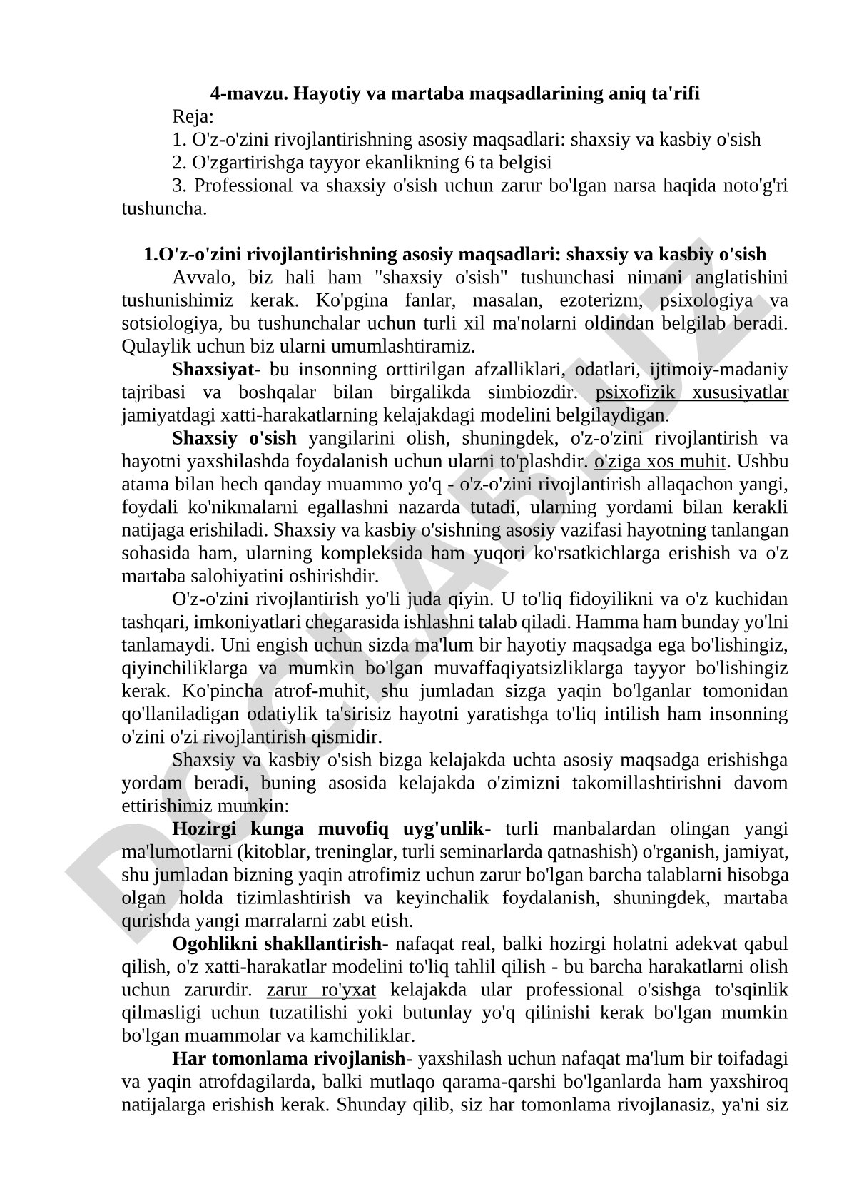 Hayotiy va martaba maqsadlarining aniq ta'rifi