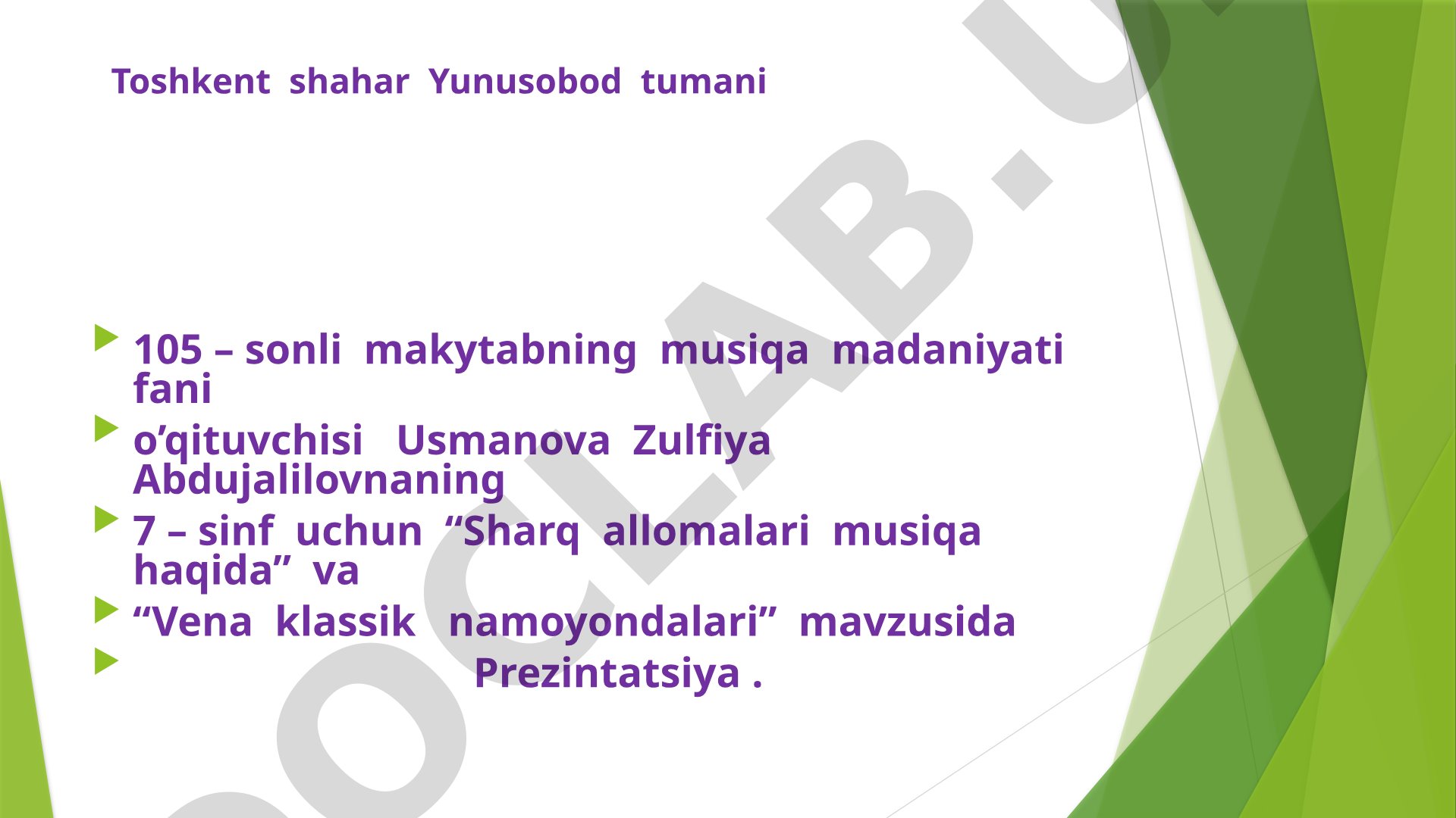 Sharq allomalari musiqa haqida va Vena klassik namoyondalari