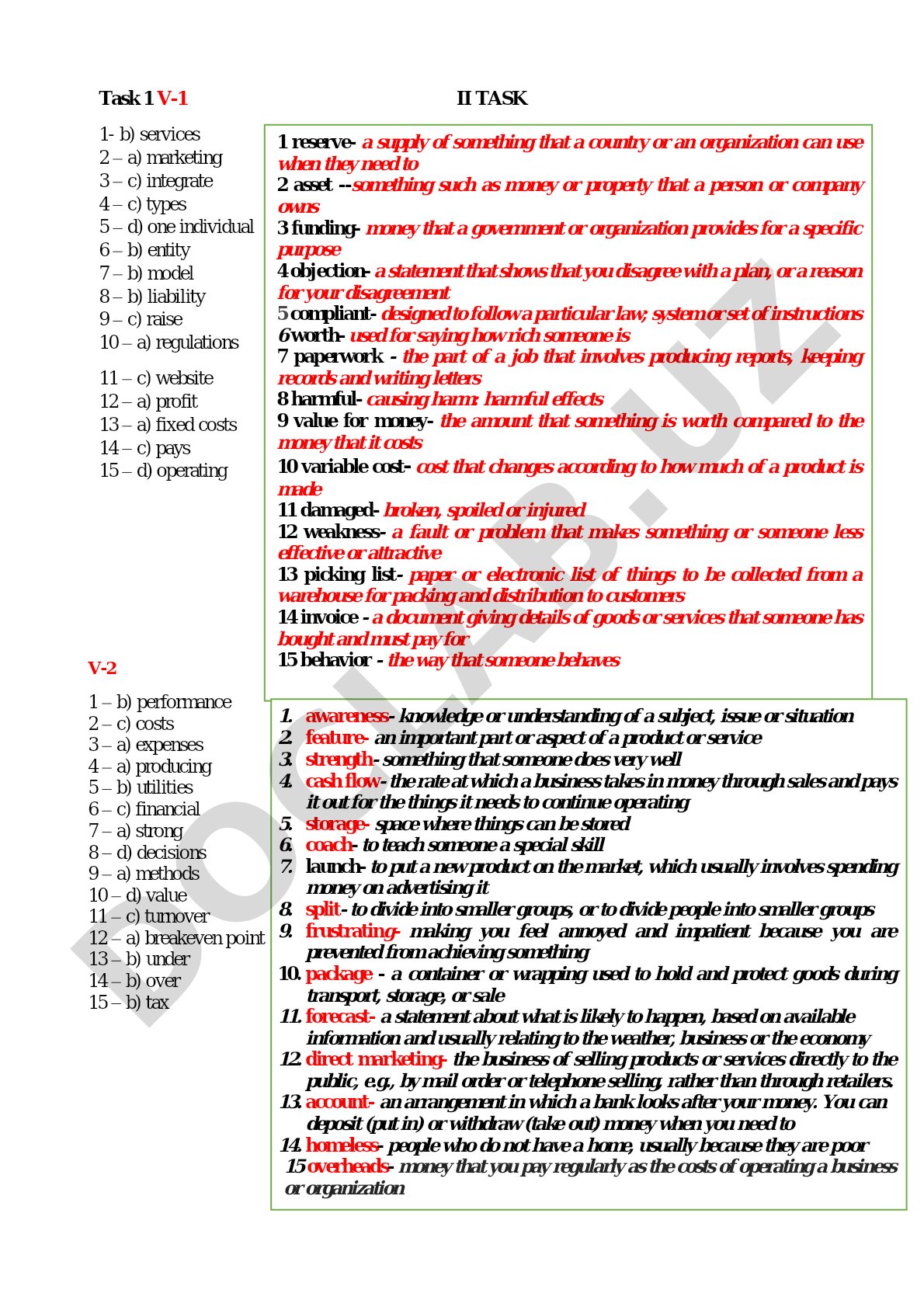 Business and Accounting Multiple Choice Answers