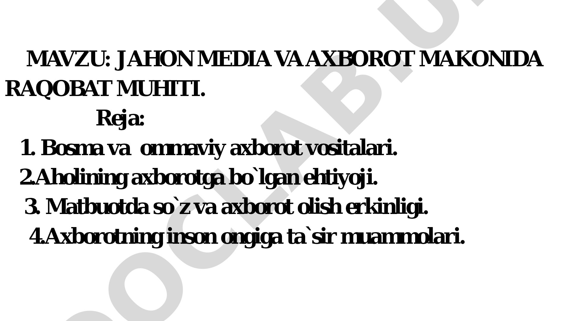 JAHON MEDIA VA AXBOROT MAKONIDA RAQOBAT MUHITI